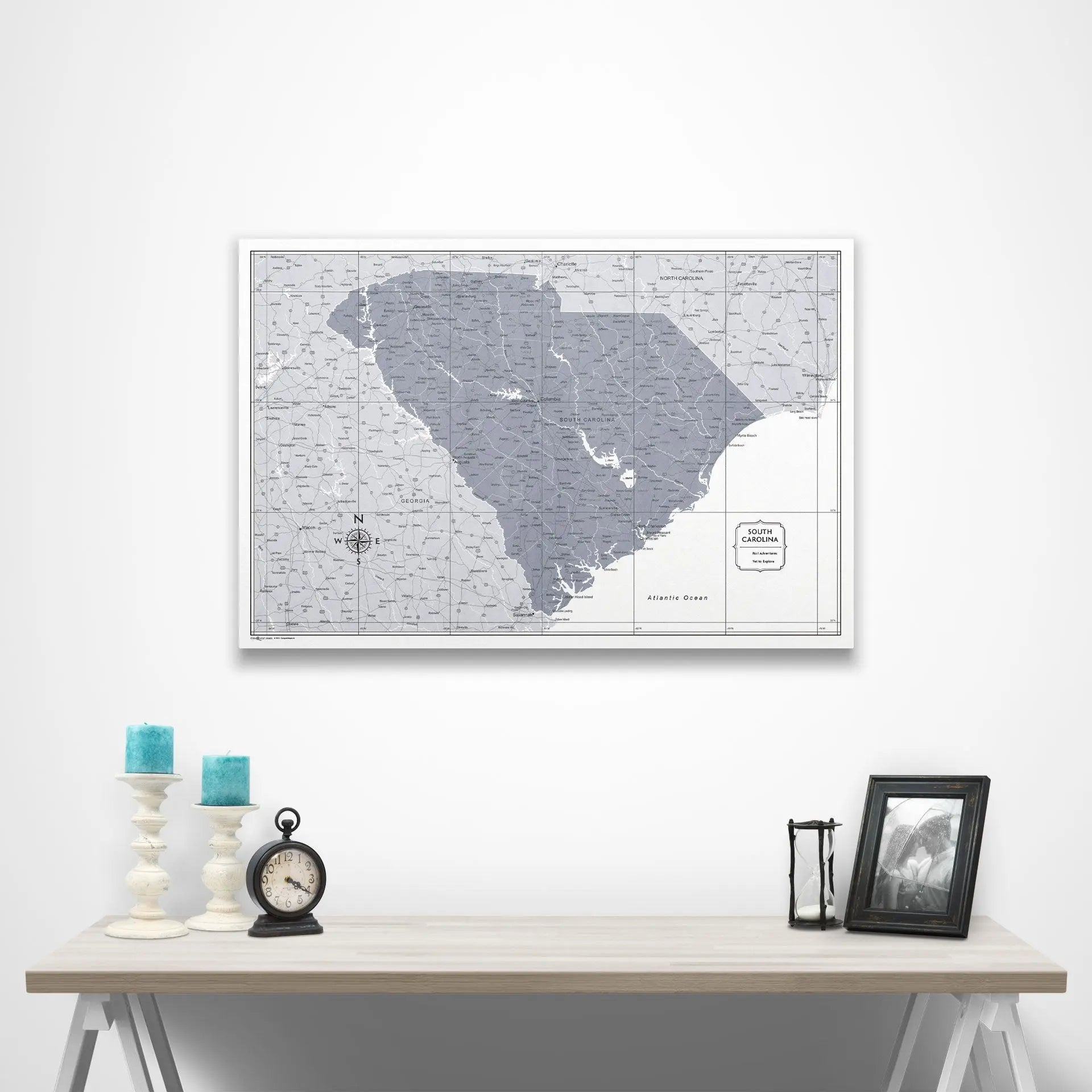 South Carolina Map Poster - Dark Gray Color Splash CM Poster