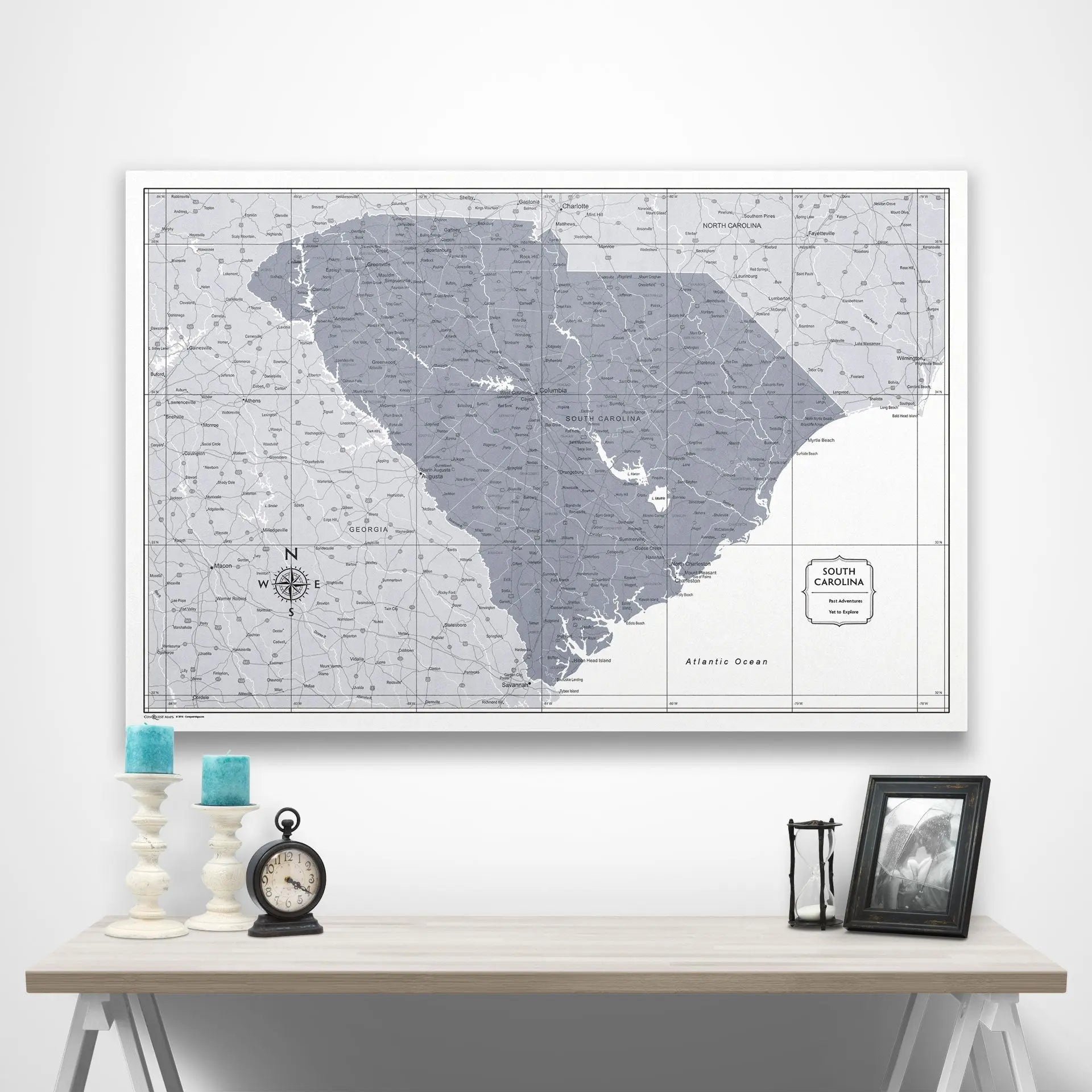 South Carolina Map Poster - Dark Gray Color Splash CM Poster