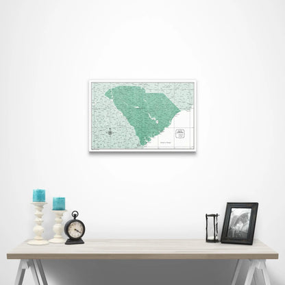 South Carolina Map Poster - Green Color Splash CM Poster