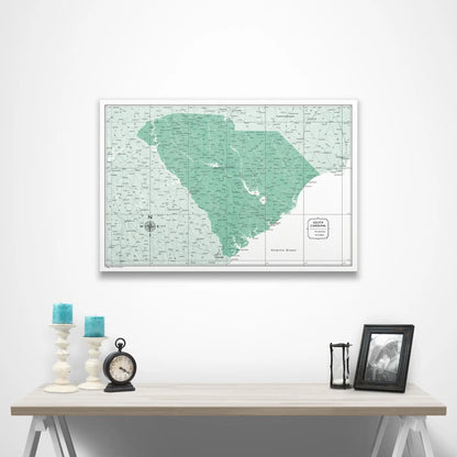 South Carolina Map Poster - Green Color Splash CM Poster