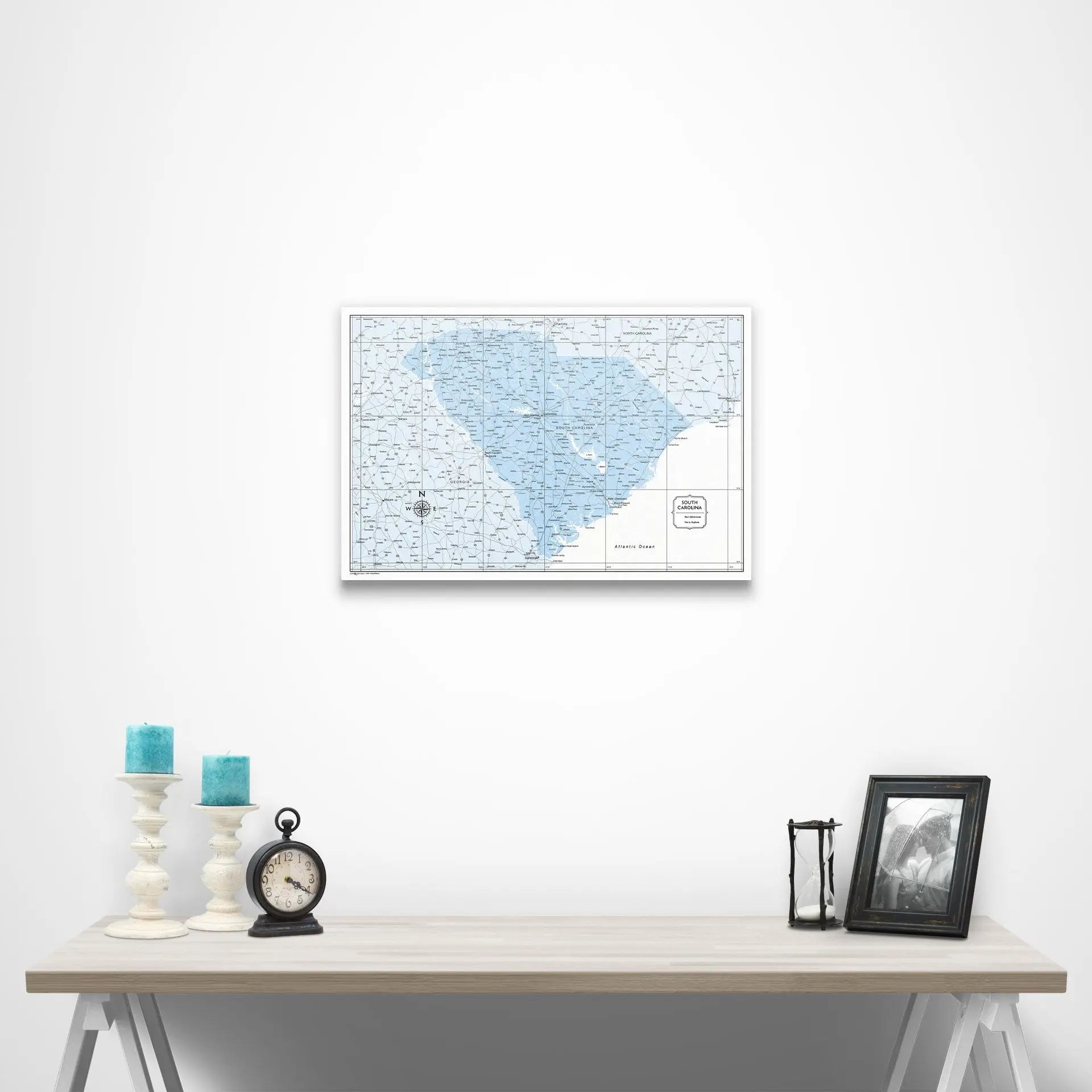 South Carolina Map Poster - Light Blue Color Splash CM Poster