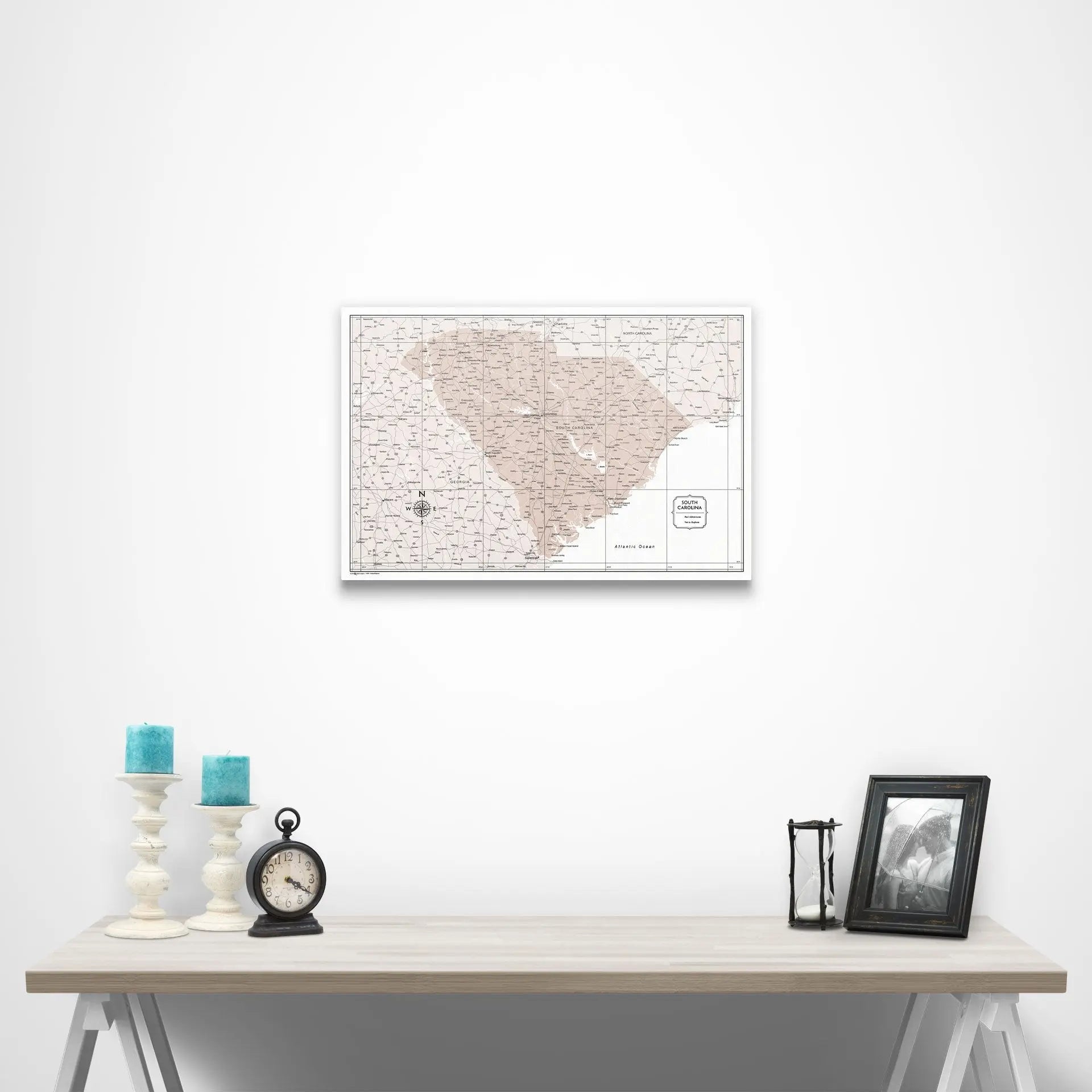 South Carolina Map Poster - Light Brown Color Splash CM Poster