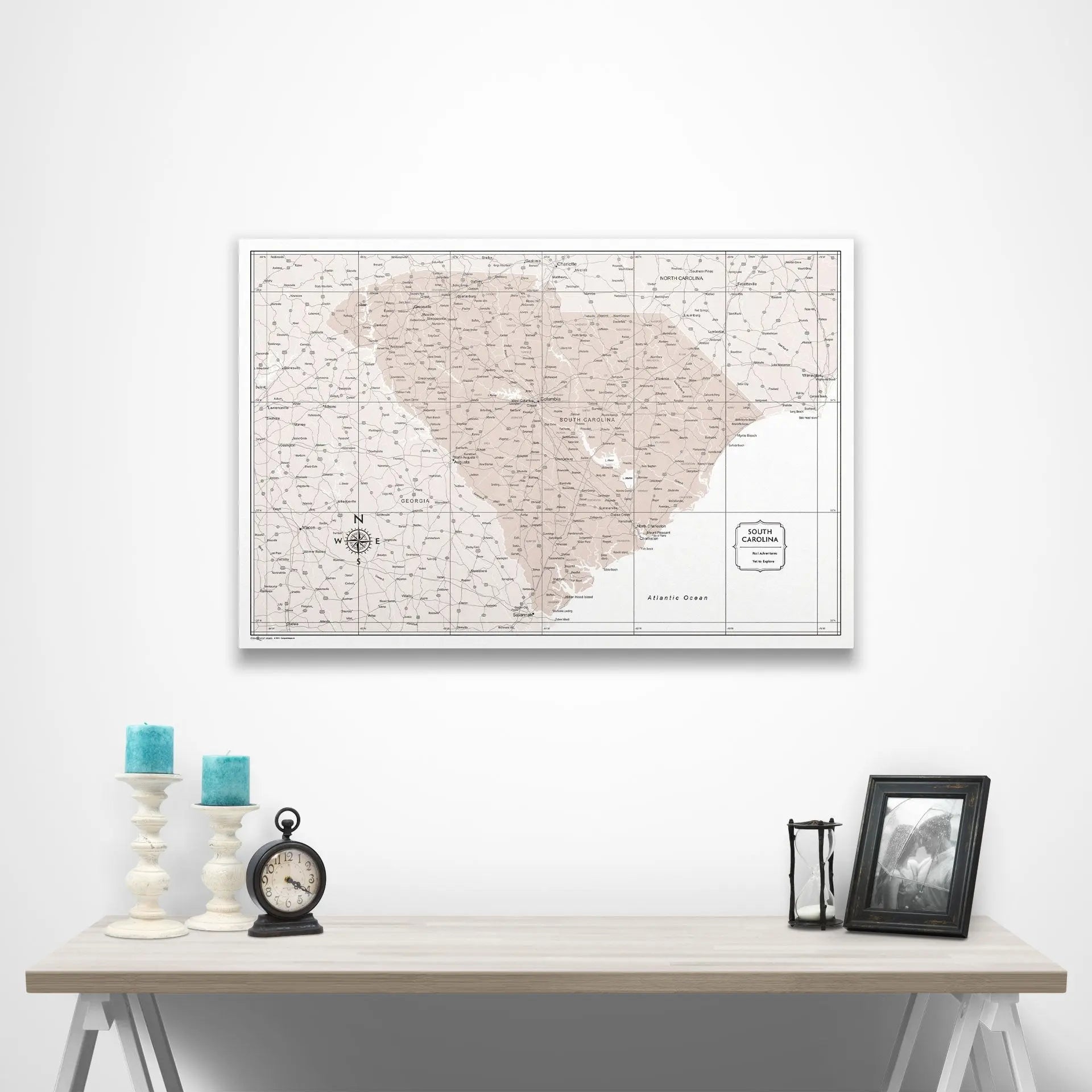 South Carolina Map Poster - Light Brown Color Splash CM Poster