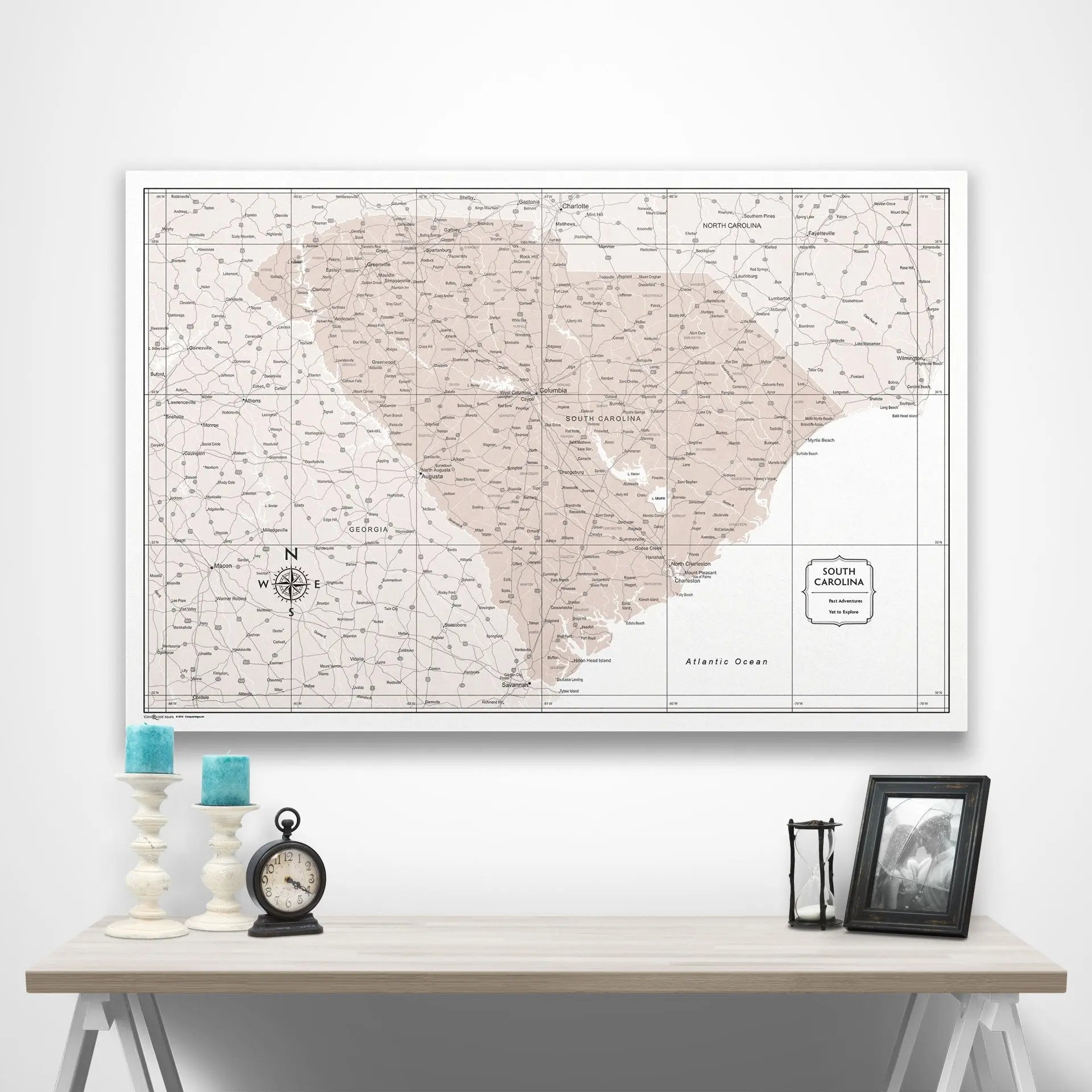 South Carolina Map Poster - Light Brown Color Splash CM Poster