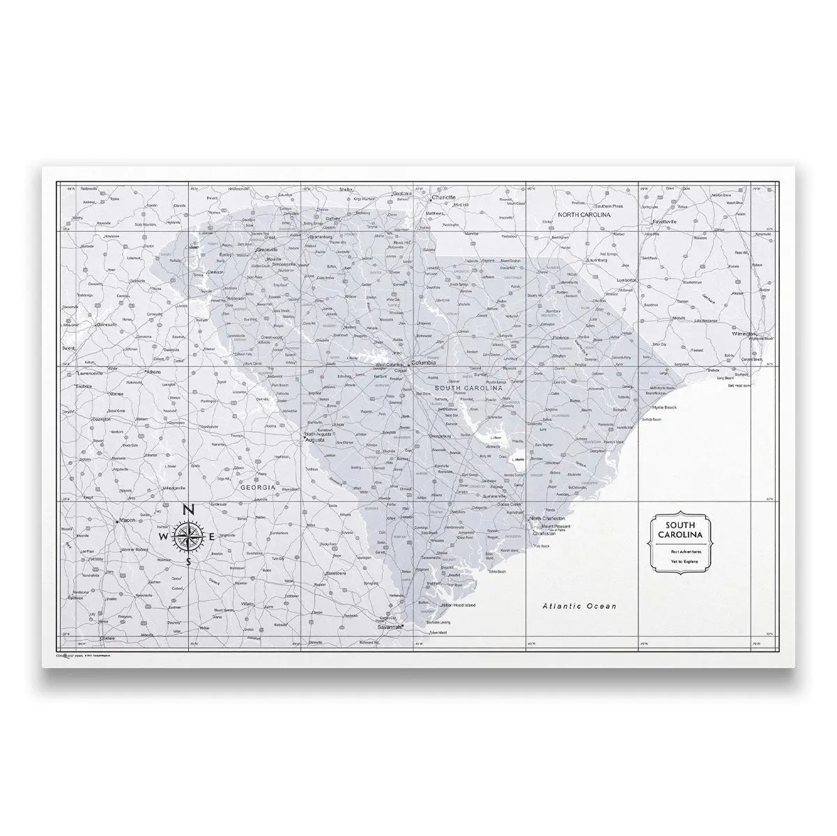 South Carolina Map Poster - Light Gray Color Splash CM Poster