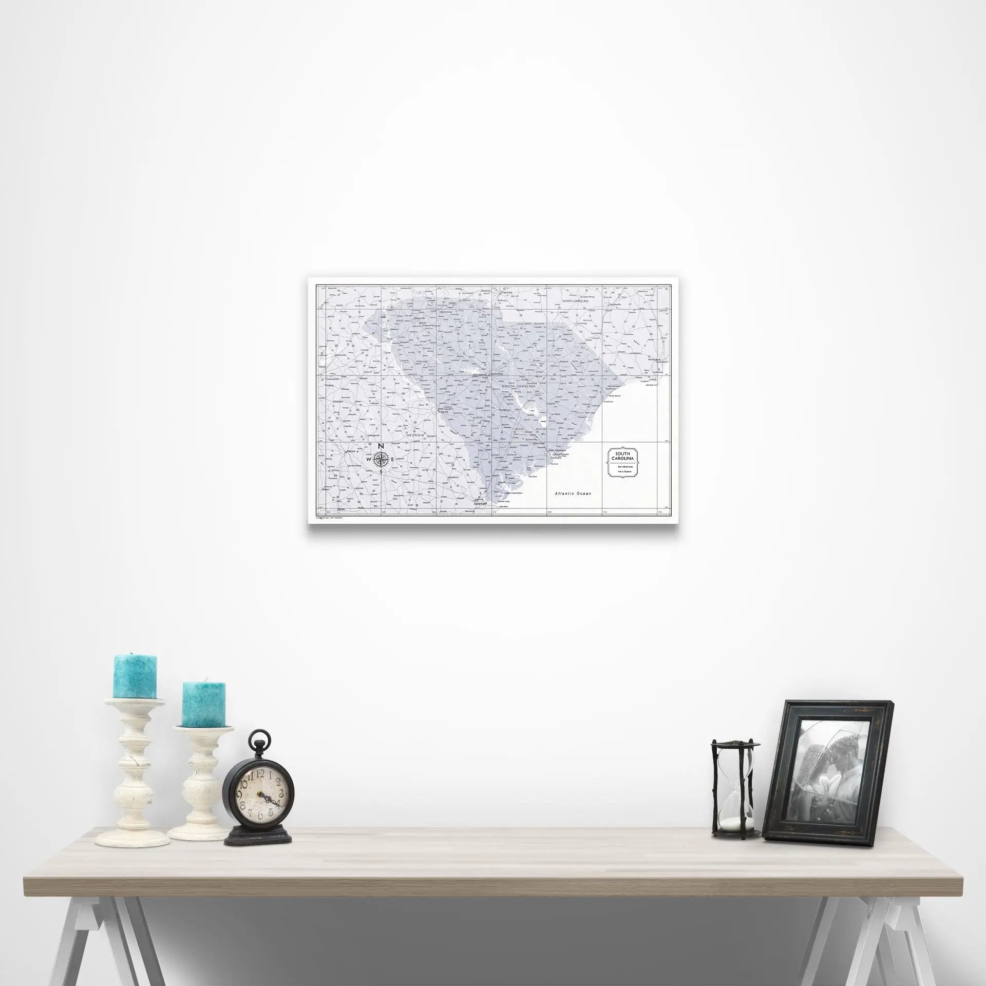 South Carolina Map Poster - Light Gray Color Splash CM Poster