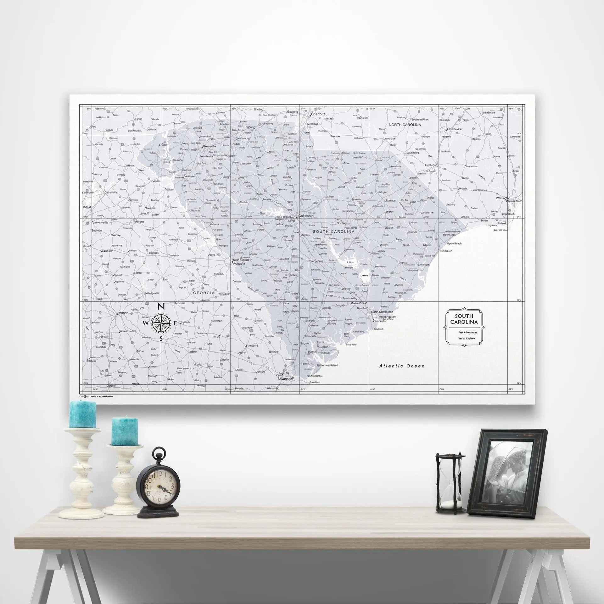 South Carolina Map Poster - Light Gray Color Splash CM Poster