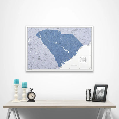 South Carolina Map Poster - Navy Color Splash CM Poster