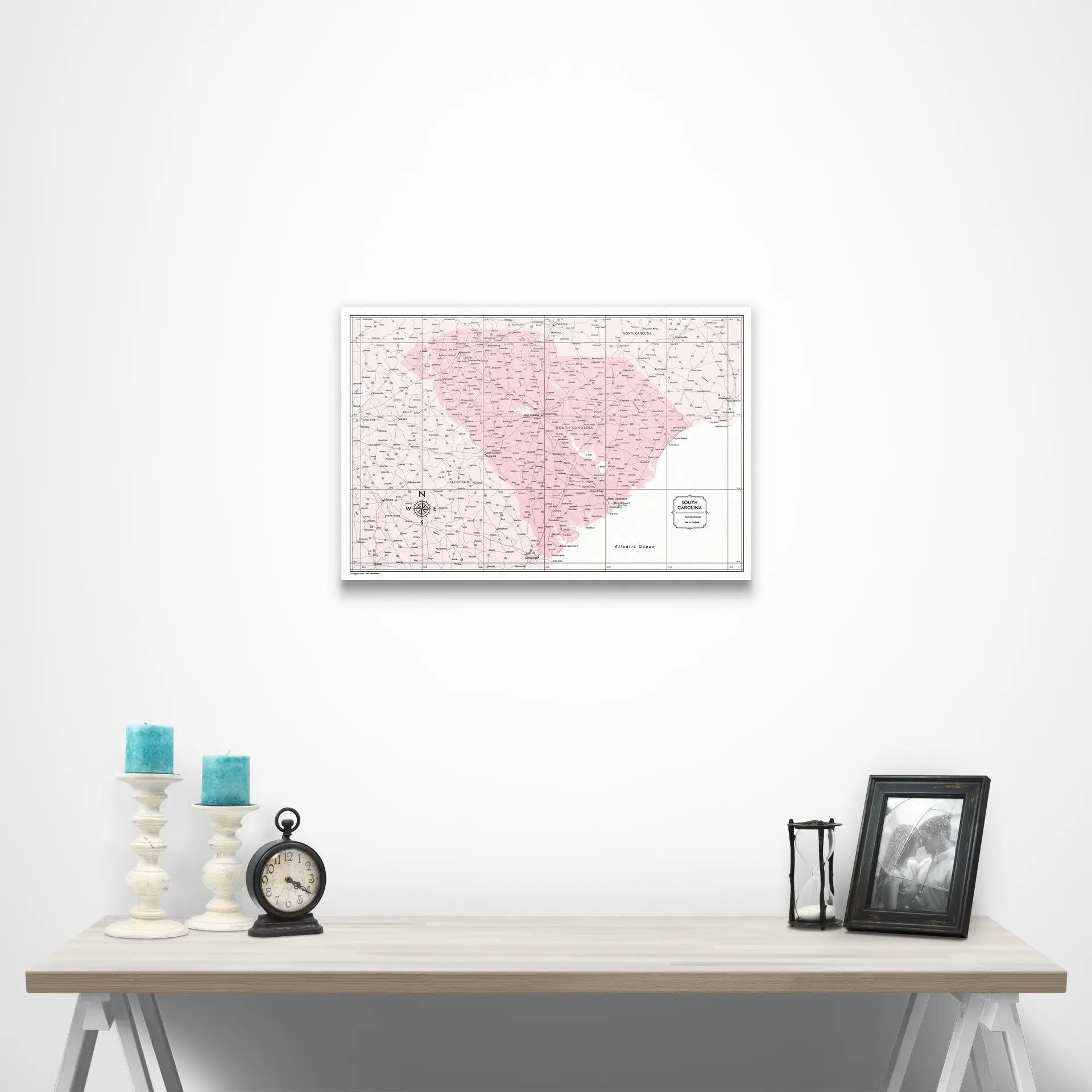 South Carolina Map Poster - Pink Color Splash CM Poster