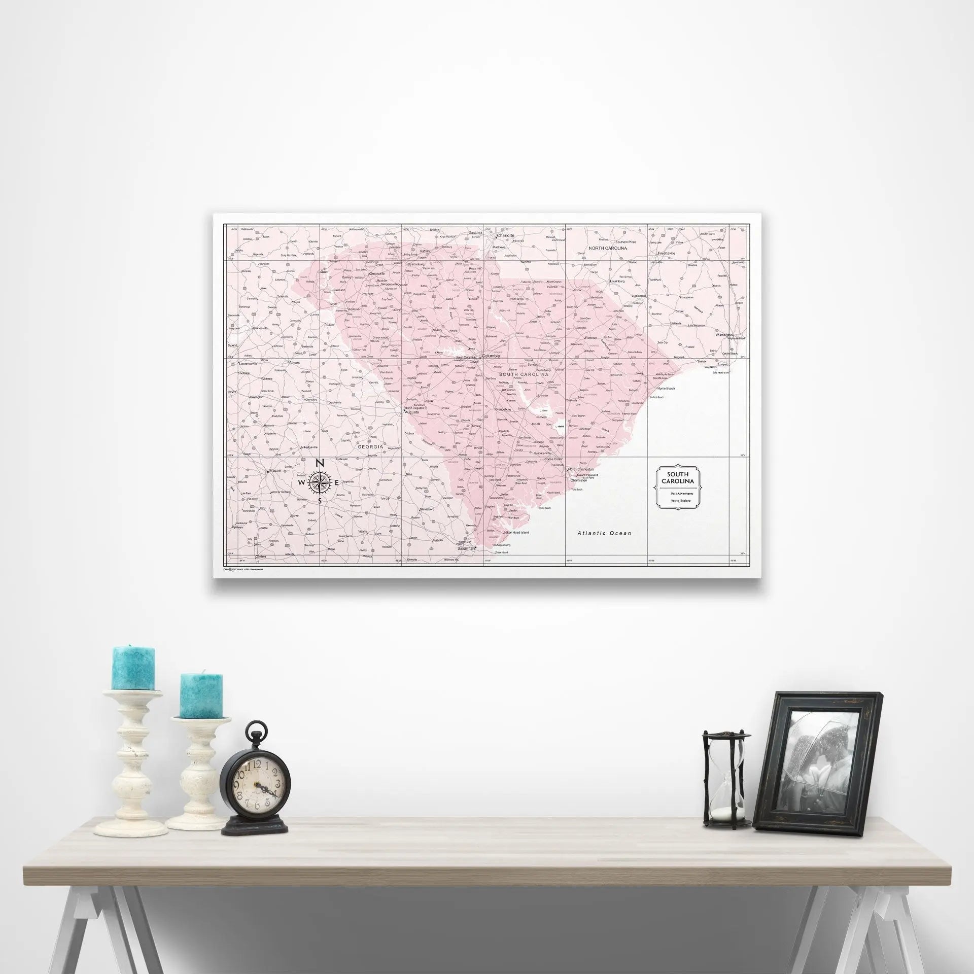 South Carolina Map Poster - Pink Color Splash CM Poster