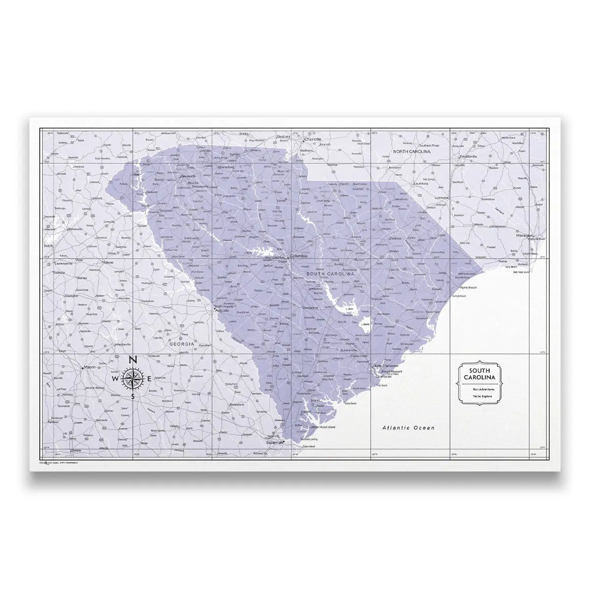 South Carolina Map Poster - Purple Color Splash CM Poster