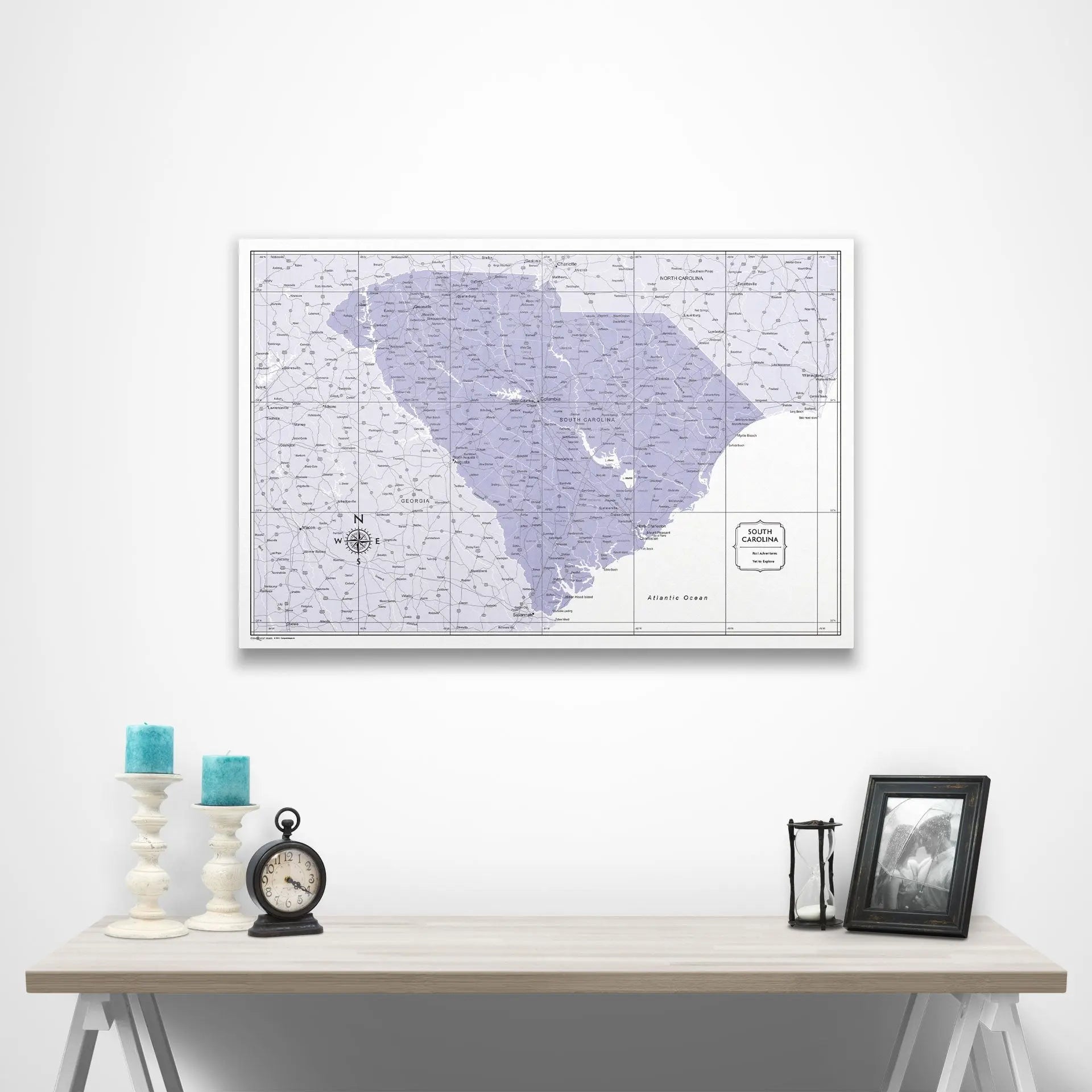 South Carolina Map Poster - Purple Color Splash CM Poster