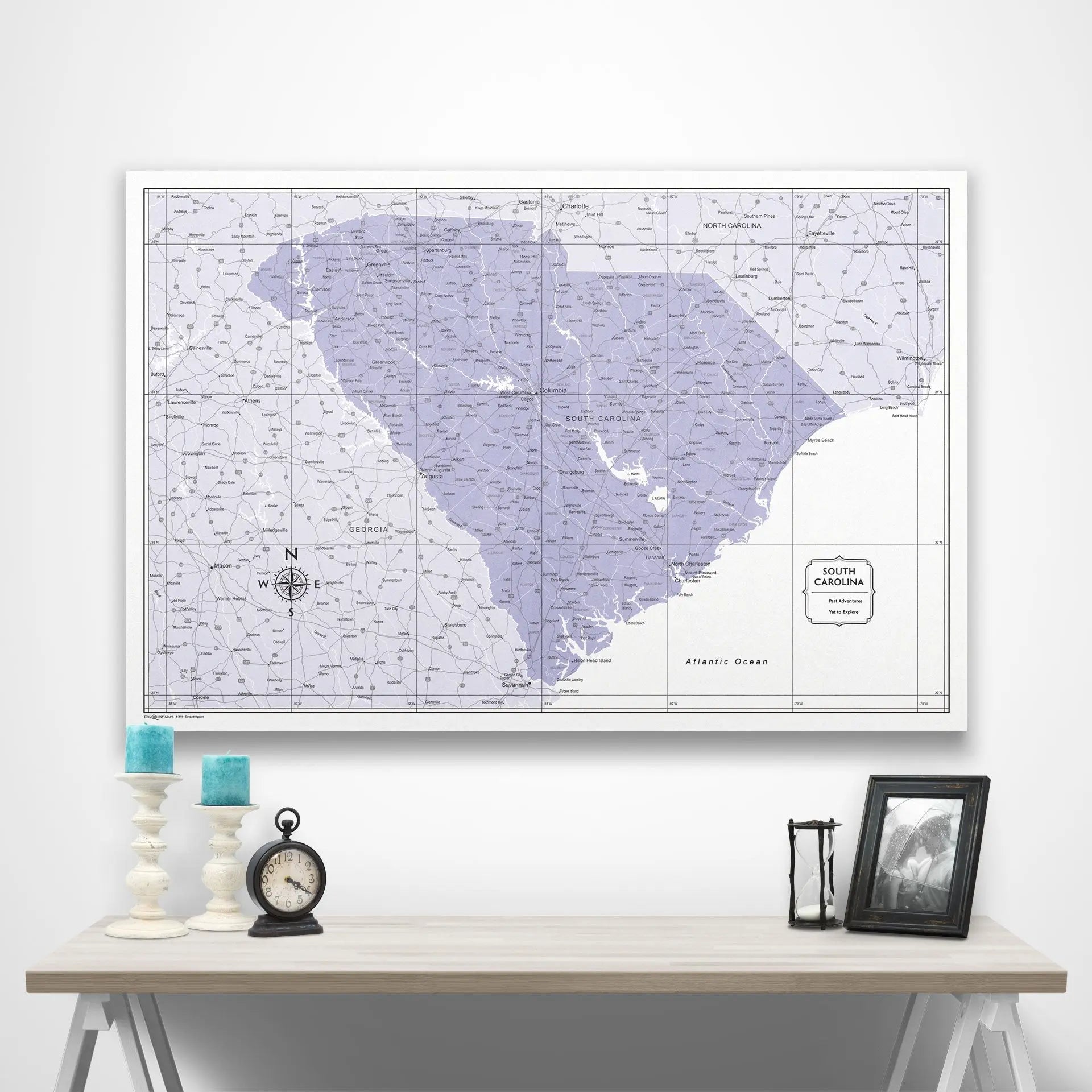 South Carolina Map Poster - Purple Color Splash CM Poster