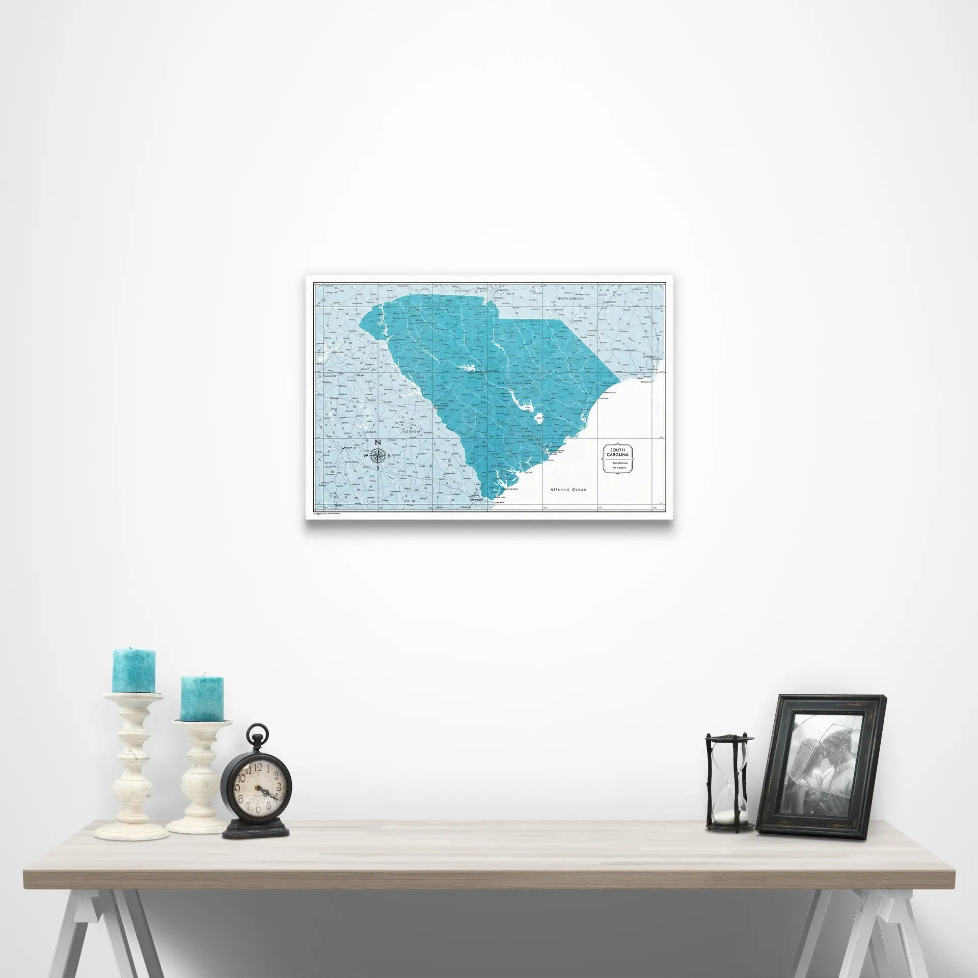 South Carolina Map Poster - Teal Color Splash CM Poster