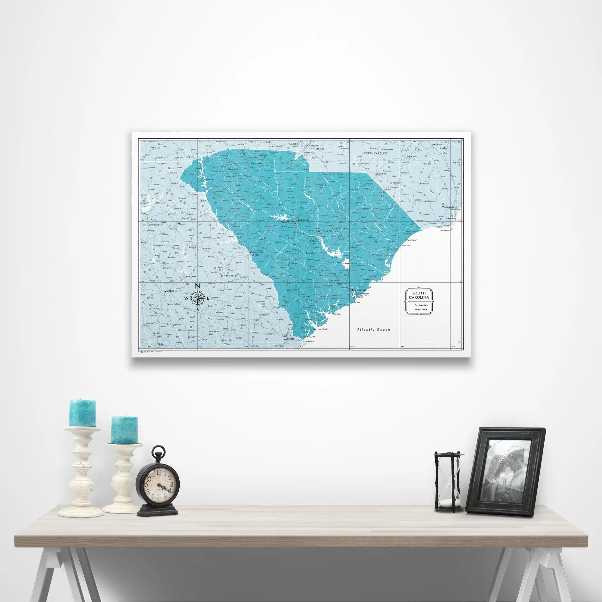 South Carolina Map Poster - Teal Color Splash CM Poster