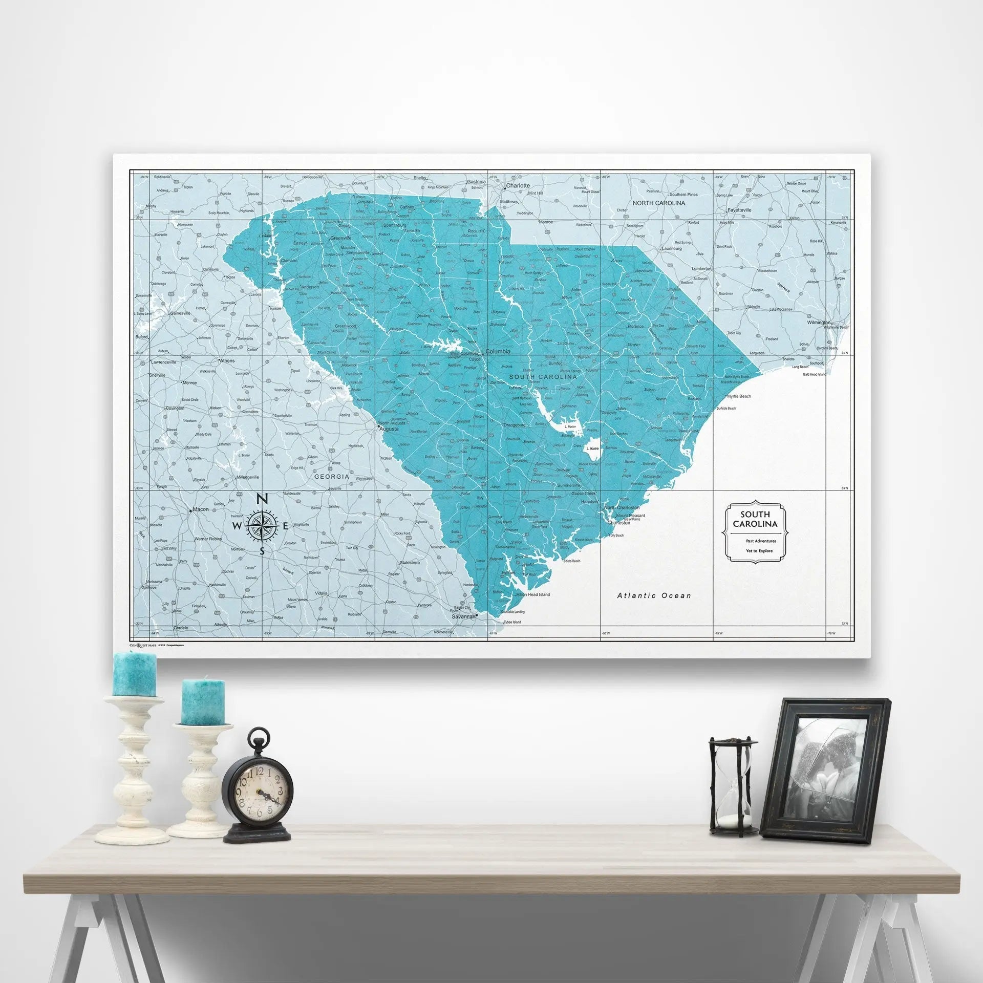 South Carolina Map Poster - Teal Color Splash CM Poster