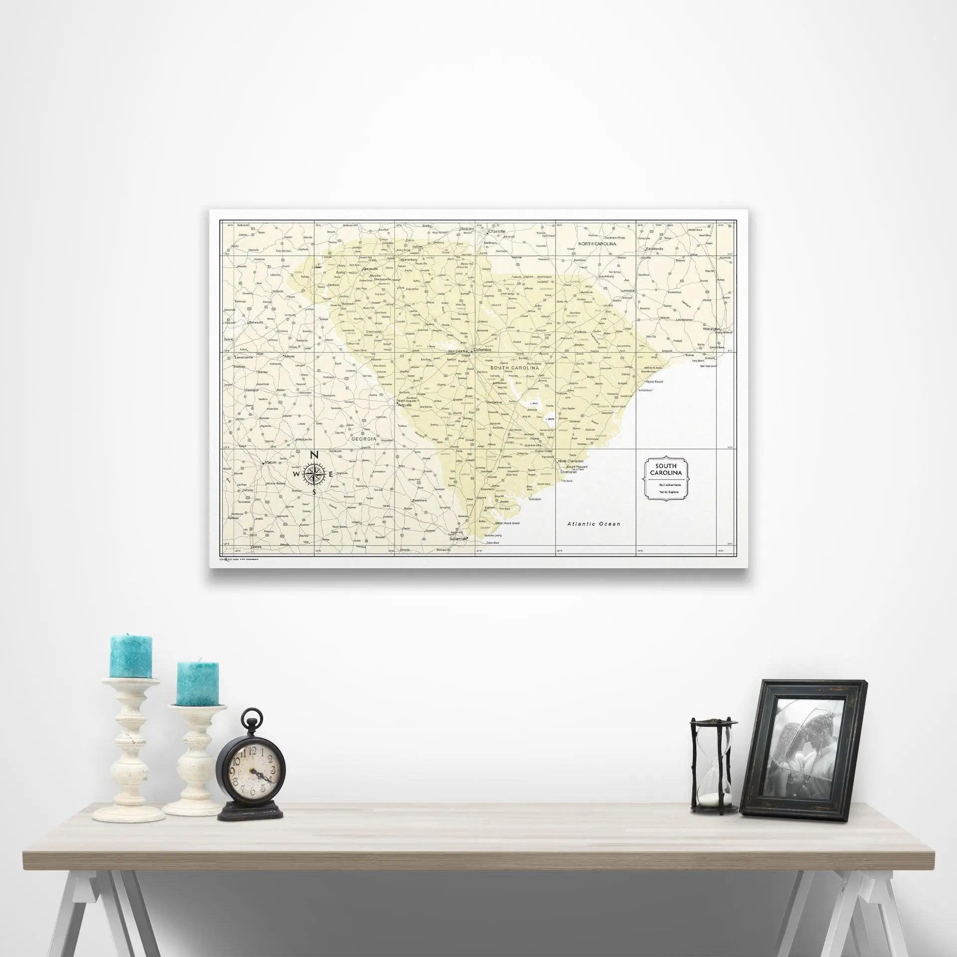 South Carolina Map Poster - Yellow Color Splash CM Poster