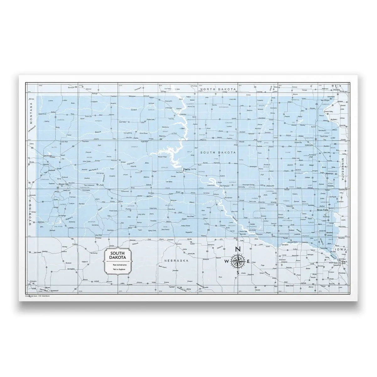 Push Pin South Dakota Map (Pin Board) - Light Blue Color Splash CM Pin Board