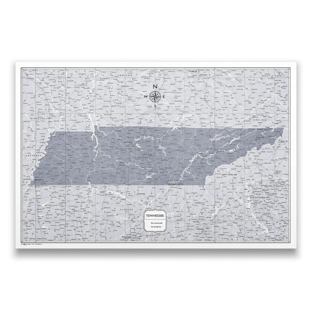 Tennessee Map Poster - Dark Gray Color Splash CM Poster