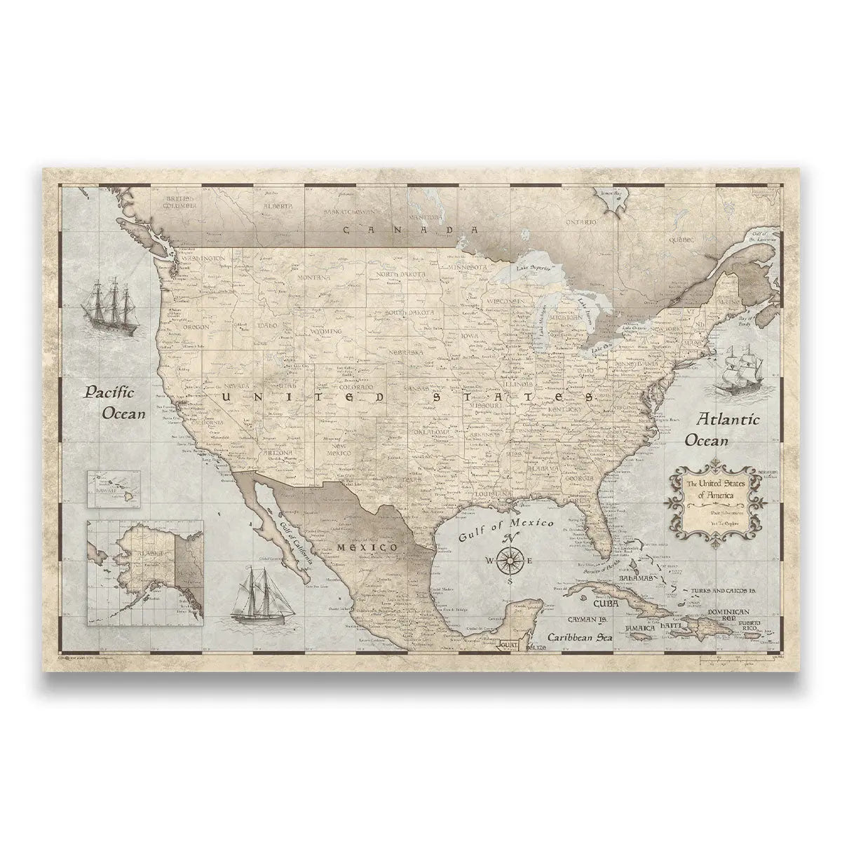 USA Map Poster - Rustic Vintage CM Poster