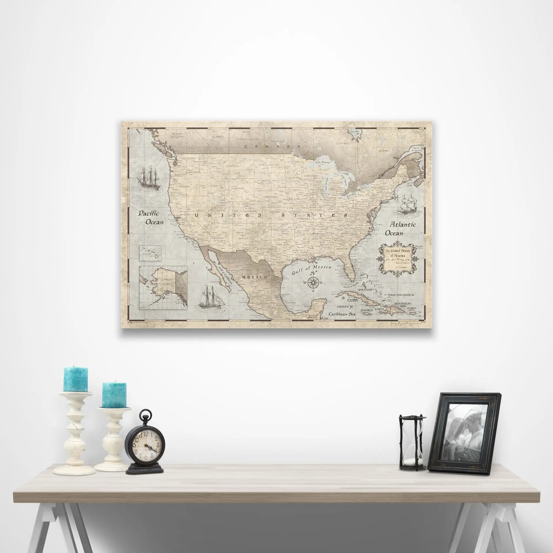 USA Map Poster - Rustic Vintage CM Poster