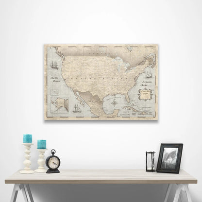 USA Map Poster - Rustic Vintage CM Poster