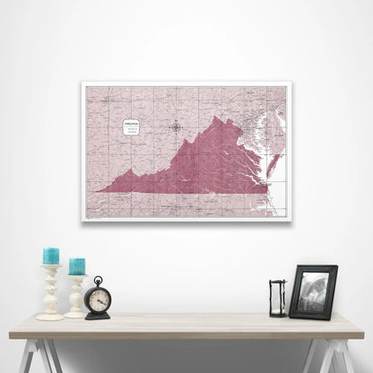 Virginia Map Poster - Burgundy Color Splash CM Poster