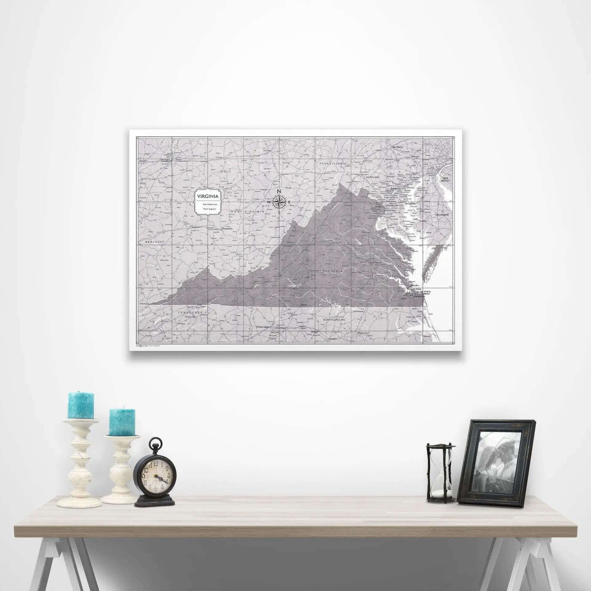 Virginia Map Poster - Dark Brown Color Splash CM Poster