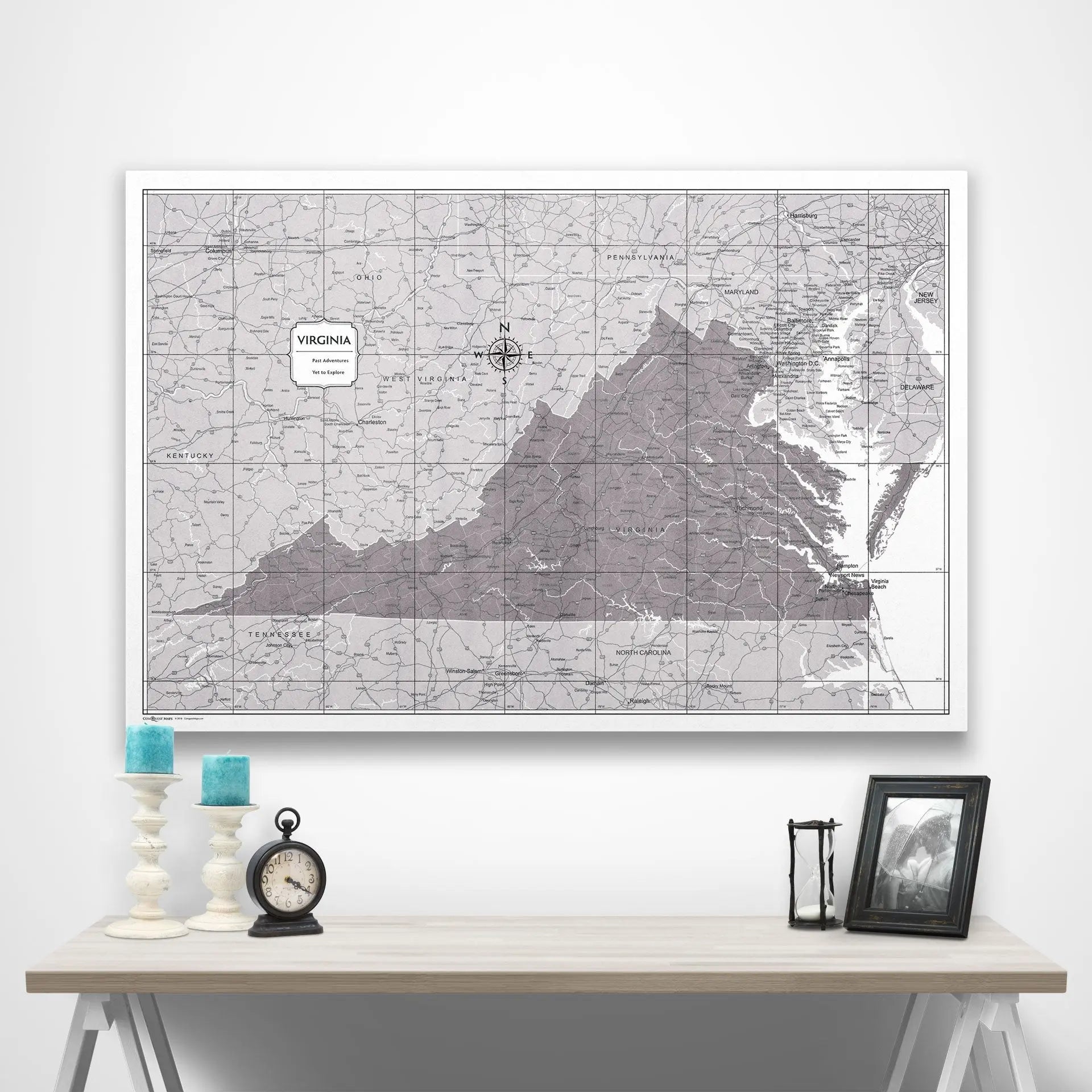 Virginia Map Poster - Dark Brown Color Splash CM Poster