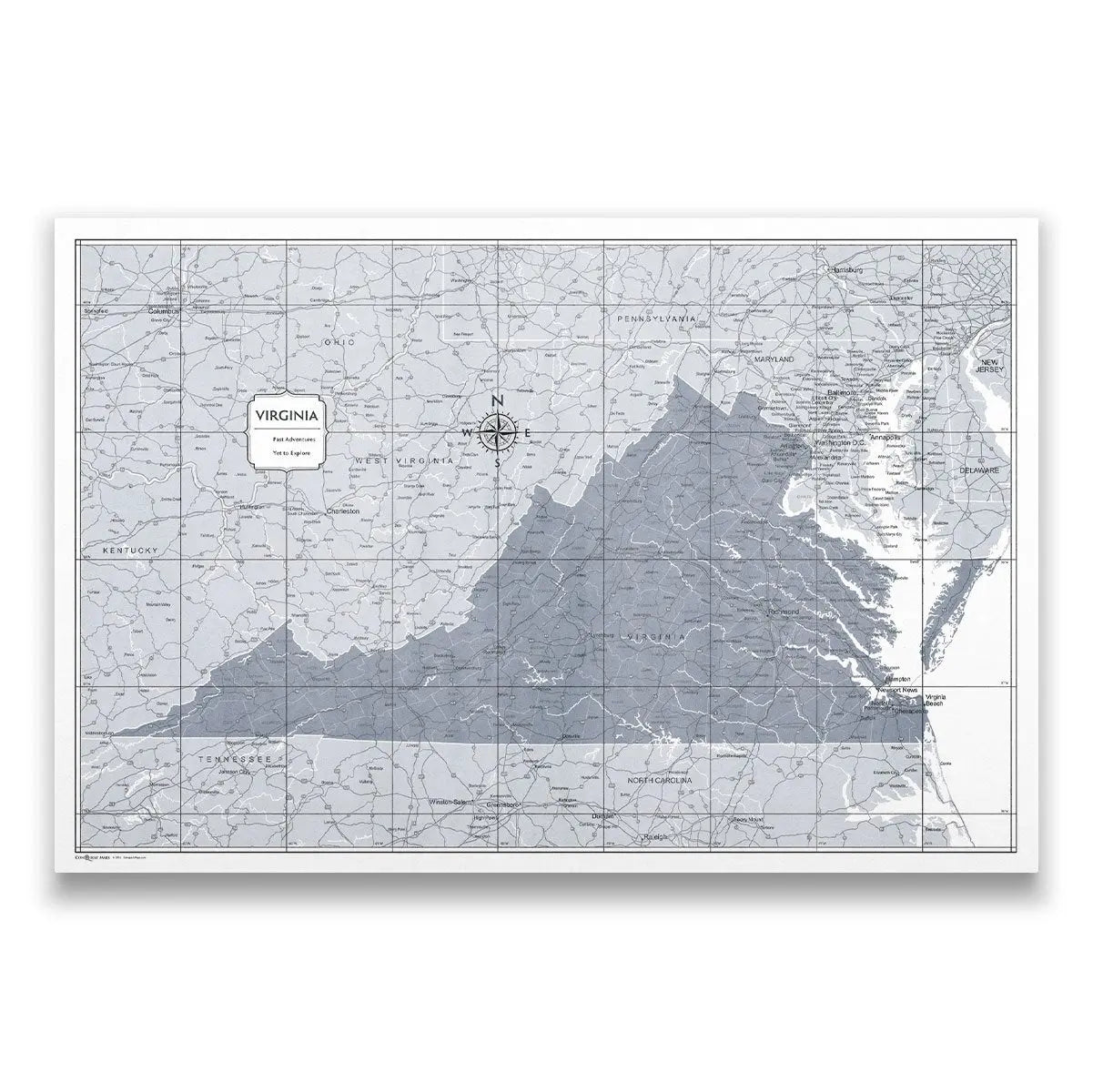 Virginia Map Poster - Dark Gray Color Splash CM Poster