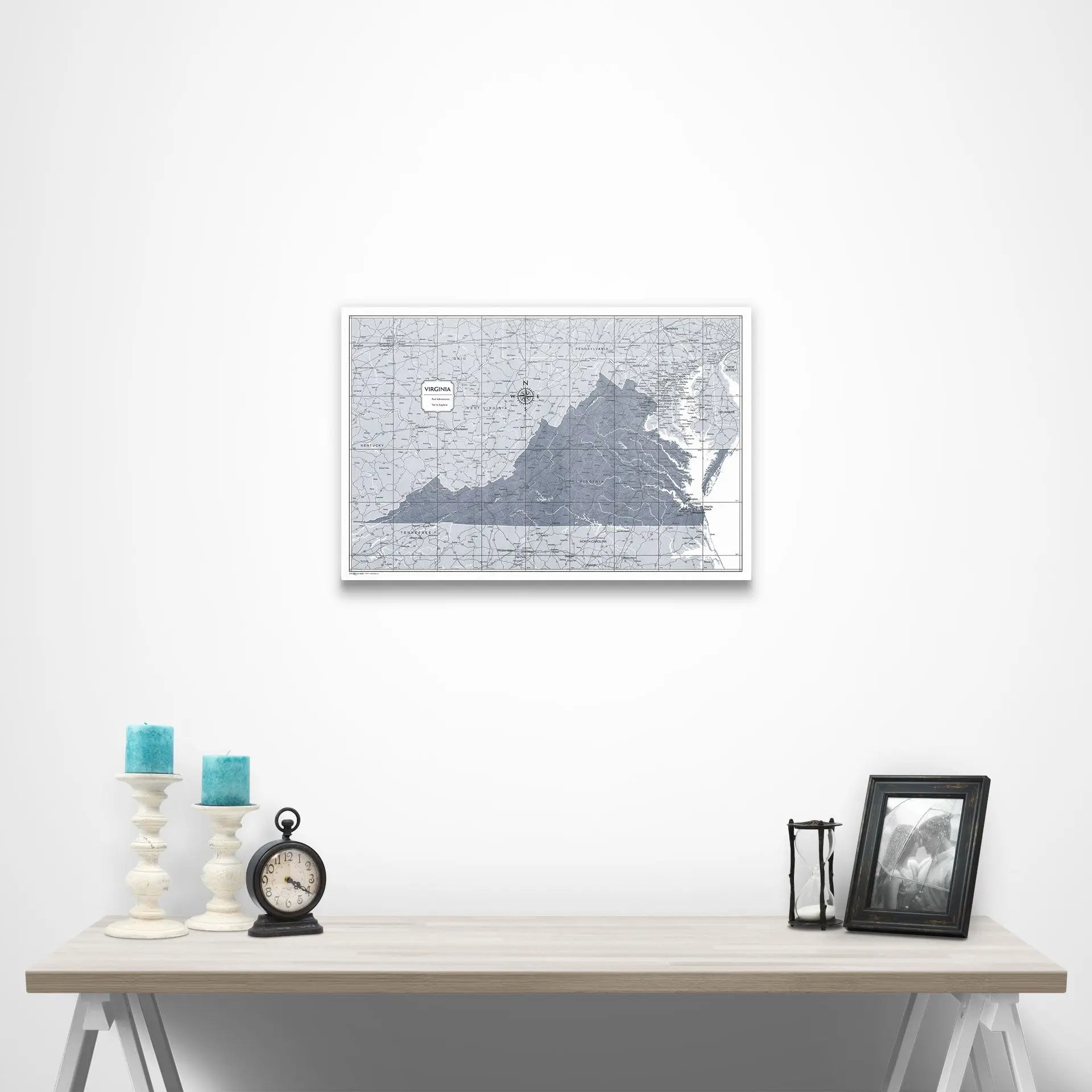 Virginia Map Poster - Dark Gray Color Splash CM Poster