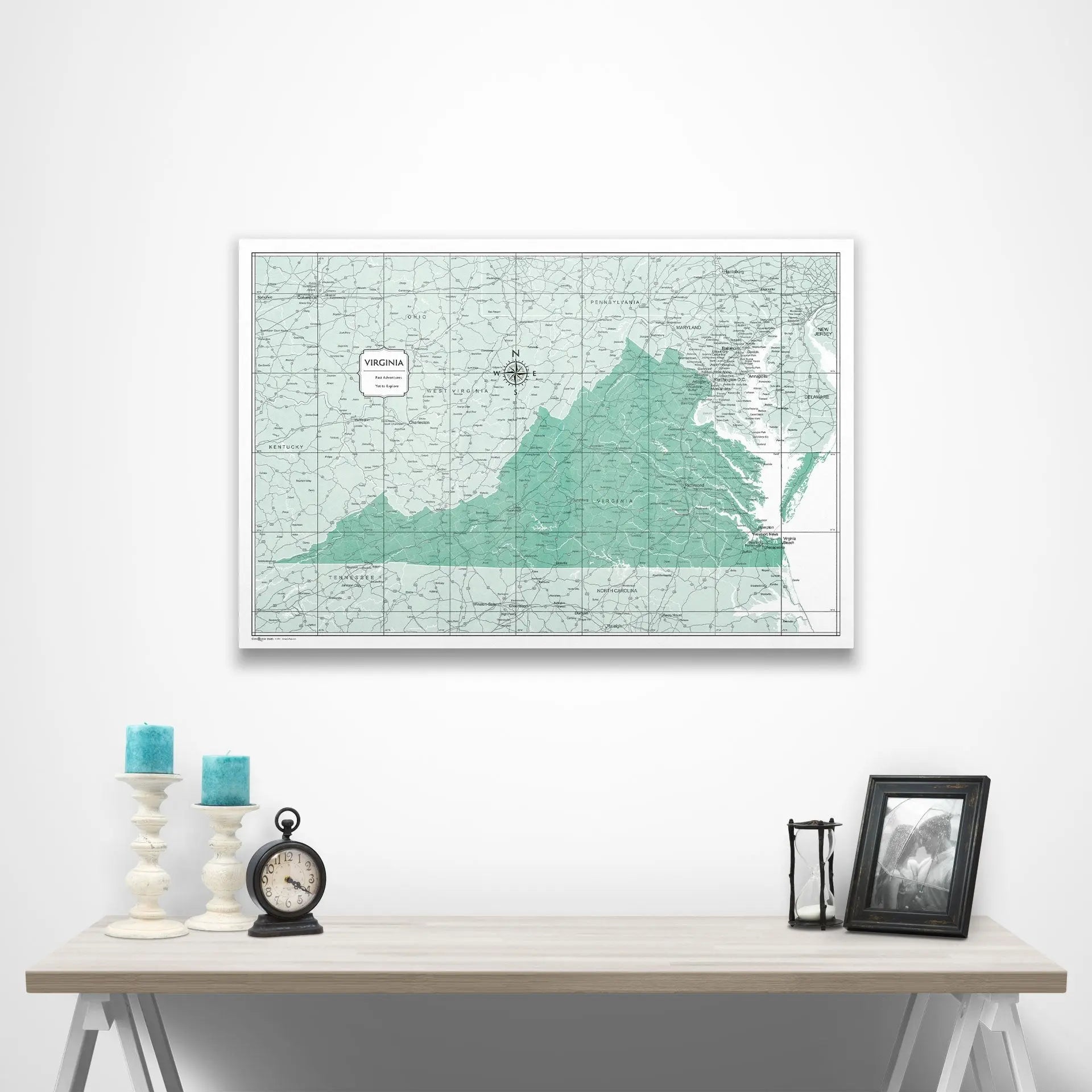 Virginia Map Poster - Green Color Splash CM Poster