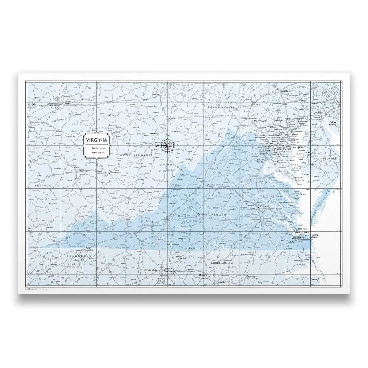 Virginia Map Poster - Light Blue Color Splash CM Poster