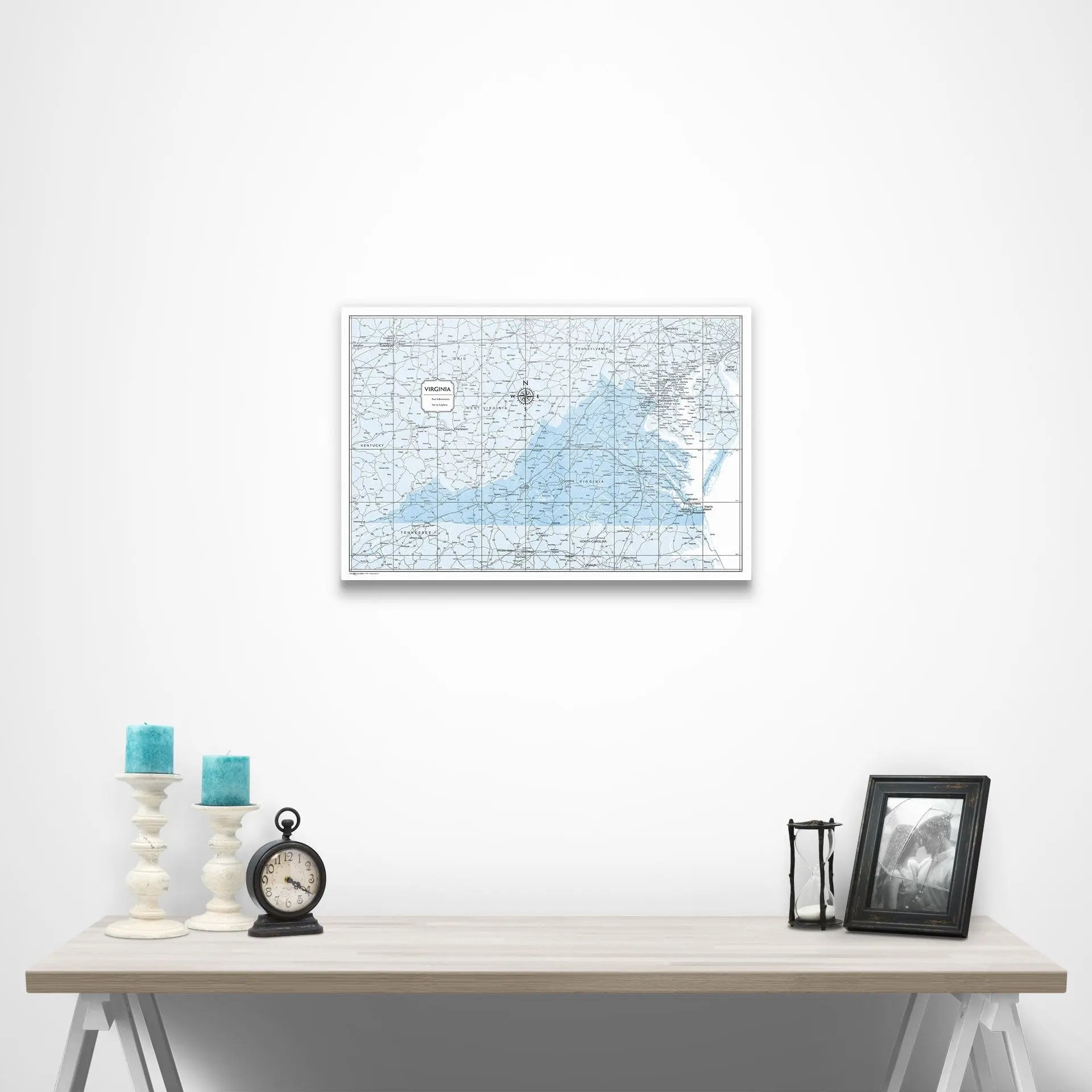 Virginia Map Poster - Light Blue Color Splash CM Poster