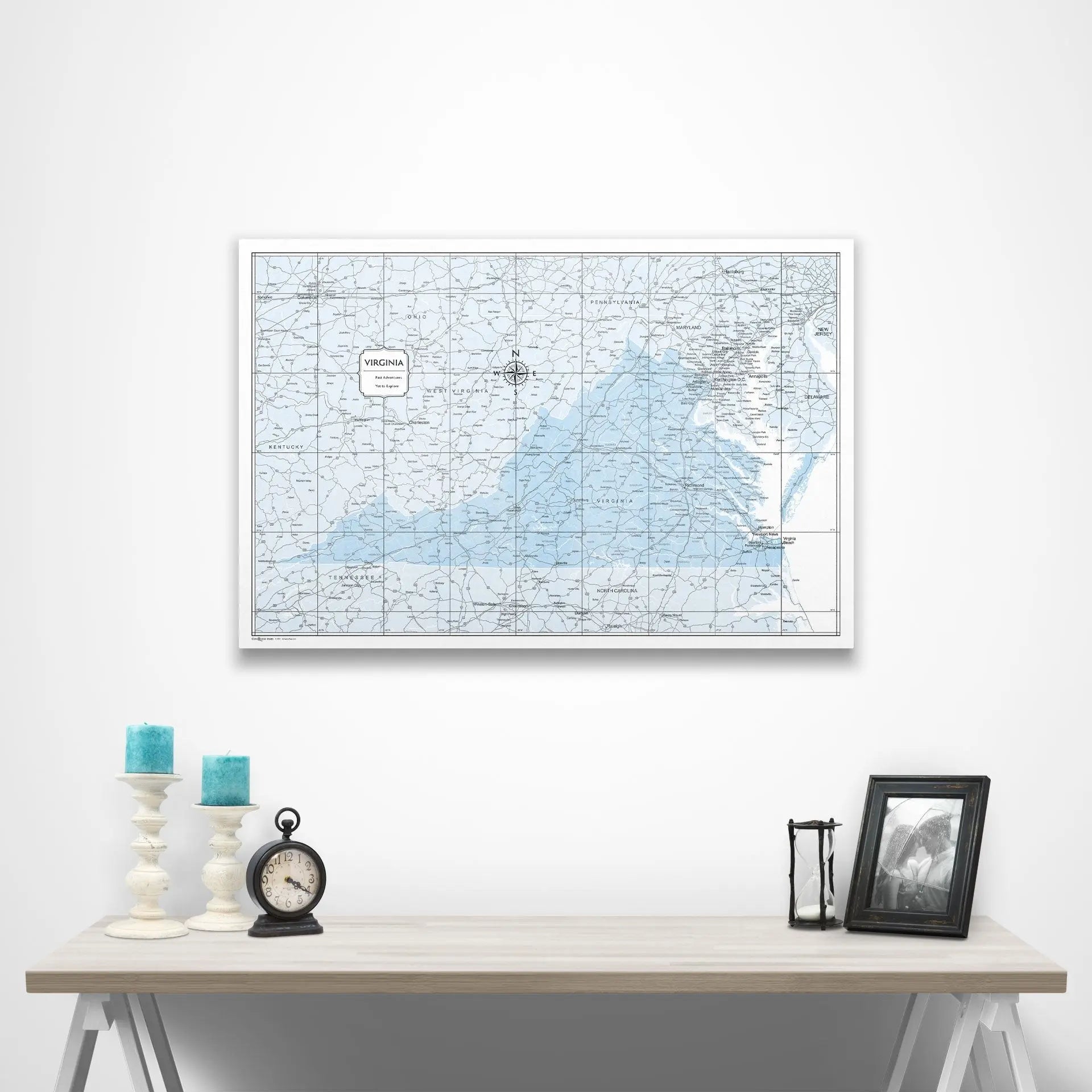 Virginia Map Poster - Light Blue Color Splash CM Poster