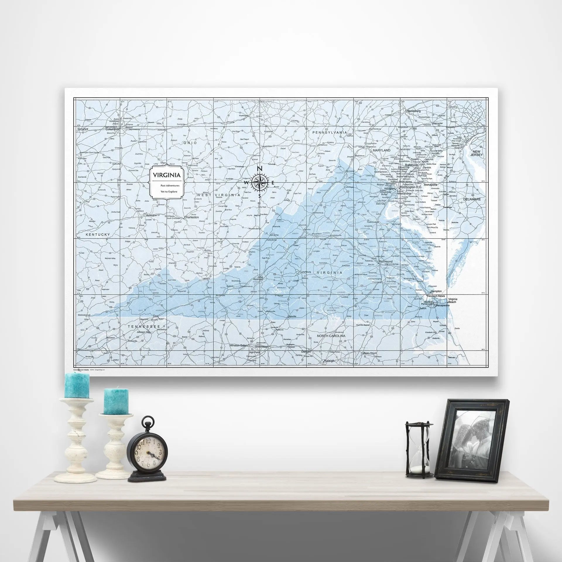 Virginia Map Poster - Light Blue Color Splash CM Poster