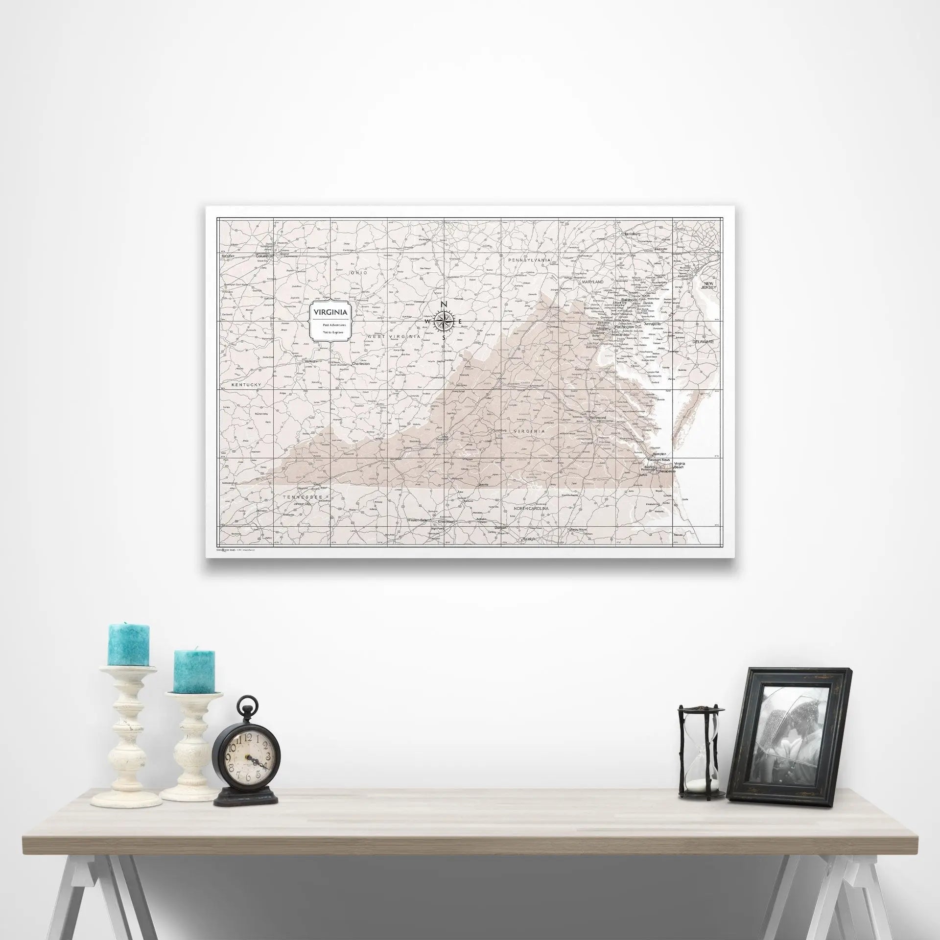 Virginia Map Poster - Light Brown Color Splash CM Poster