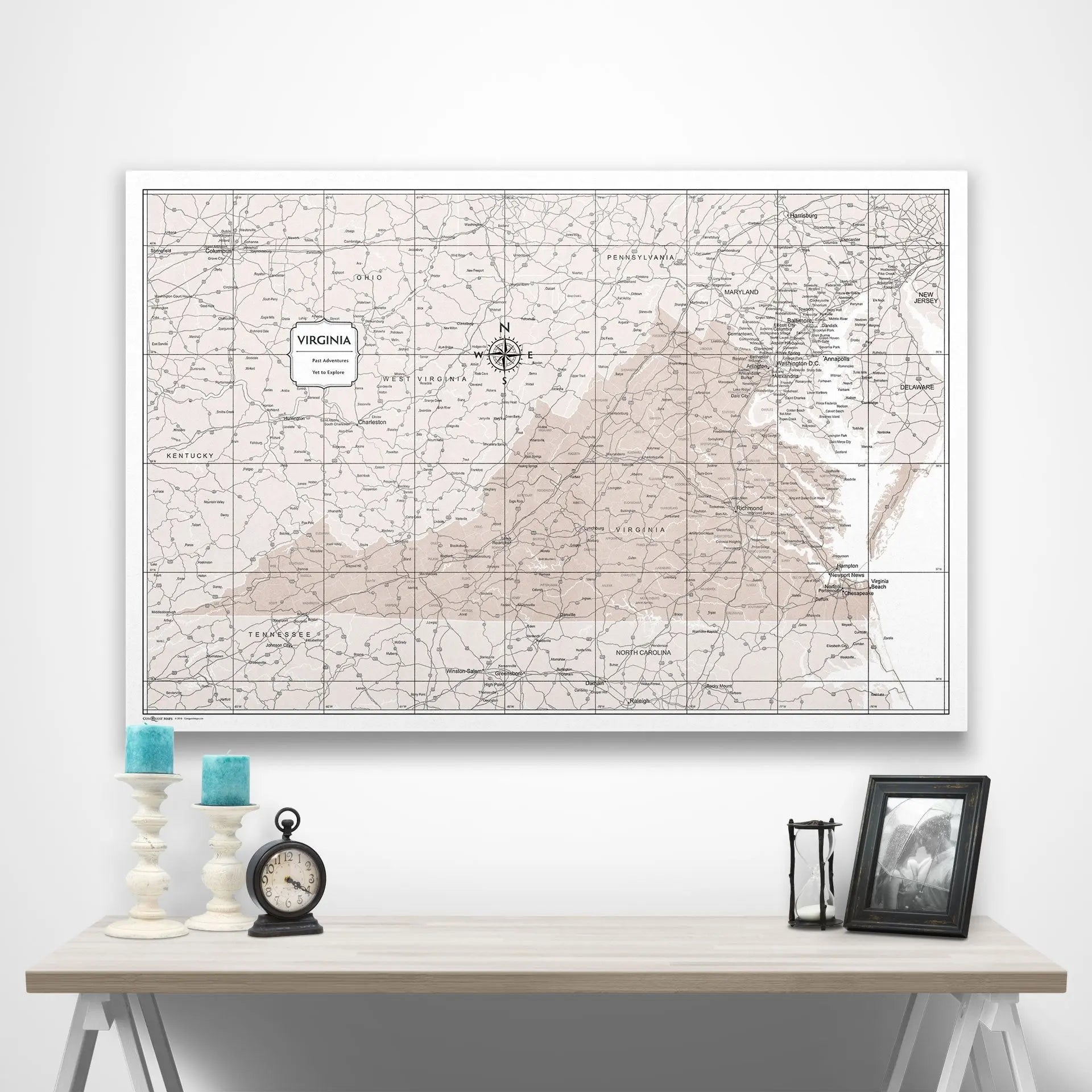 Virginia Map Poster - Light Brown Color Splash CM Poster