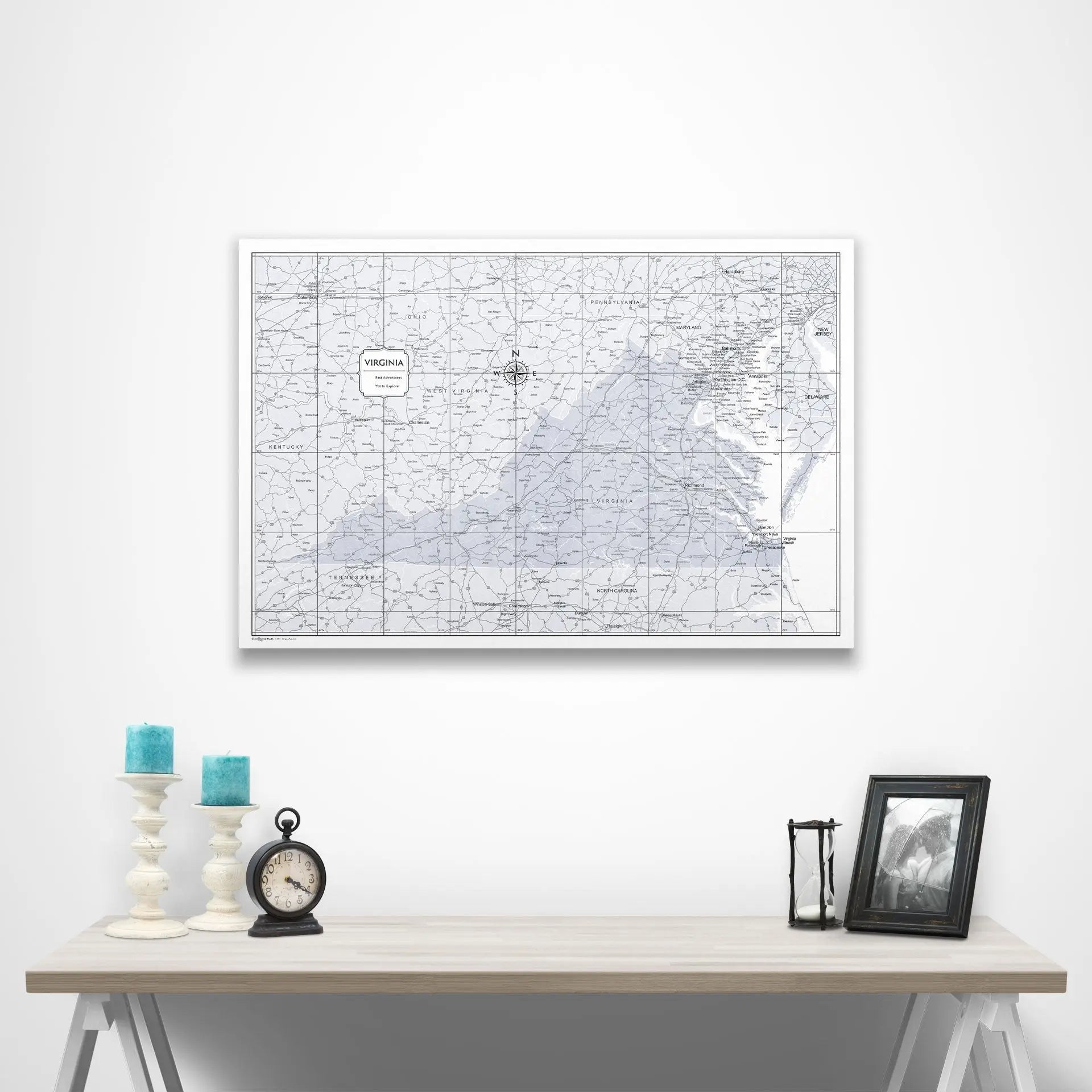 Virginia Map Poster - Light Gray Color Splash CM Poster