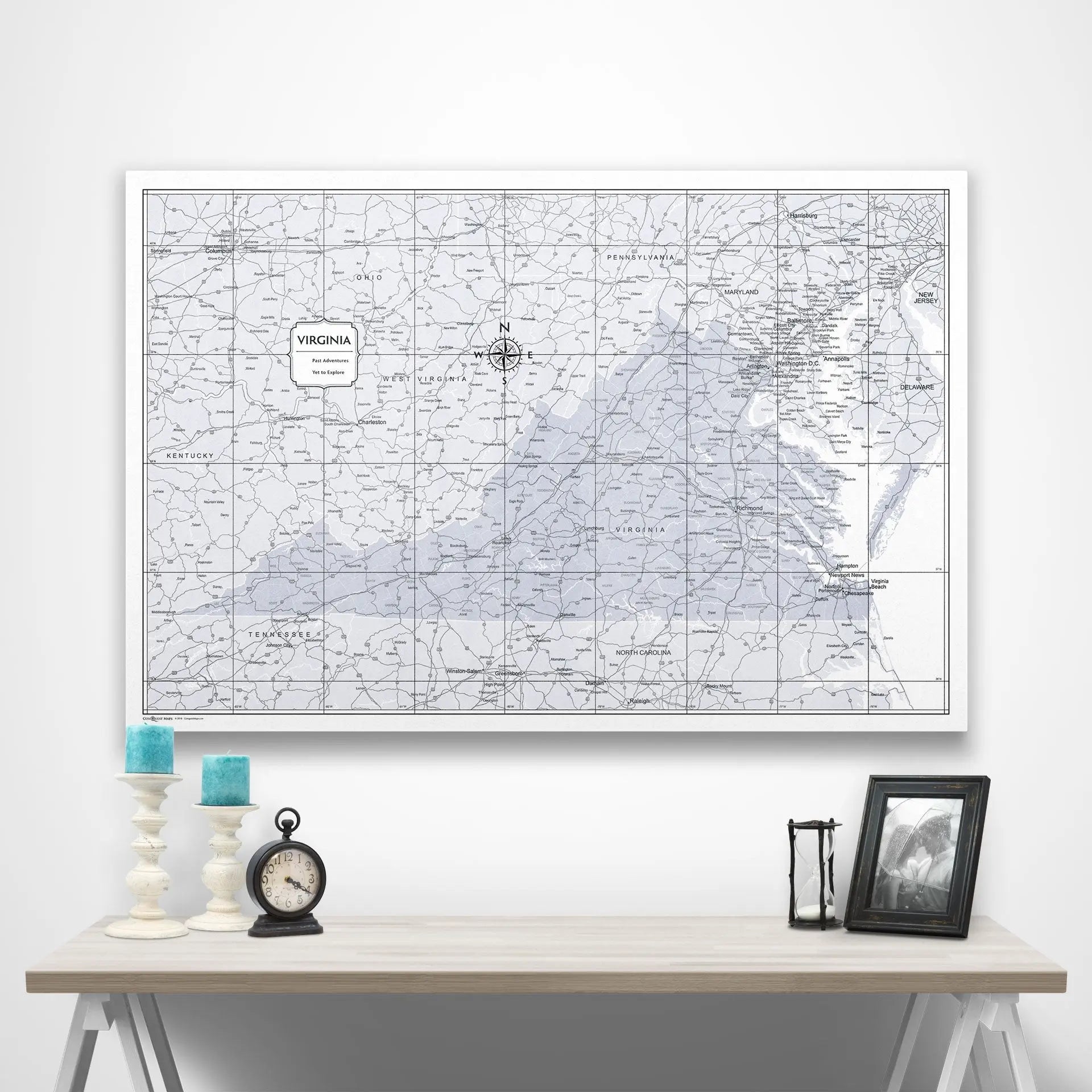 Virginia Map Poster - Light Gray Color Splash CM Poster