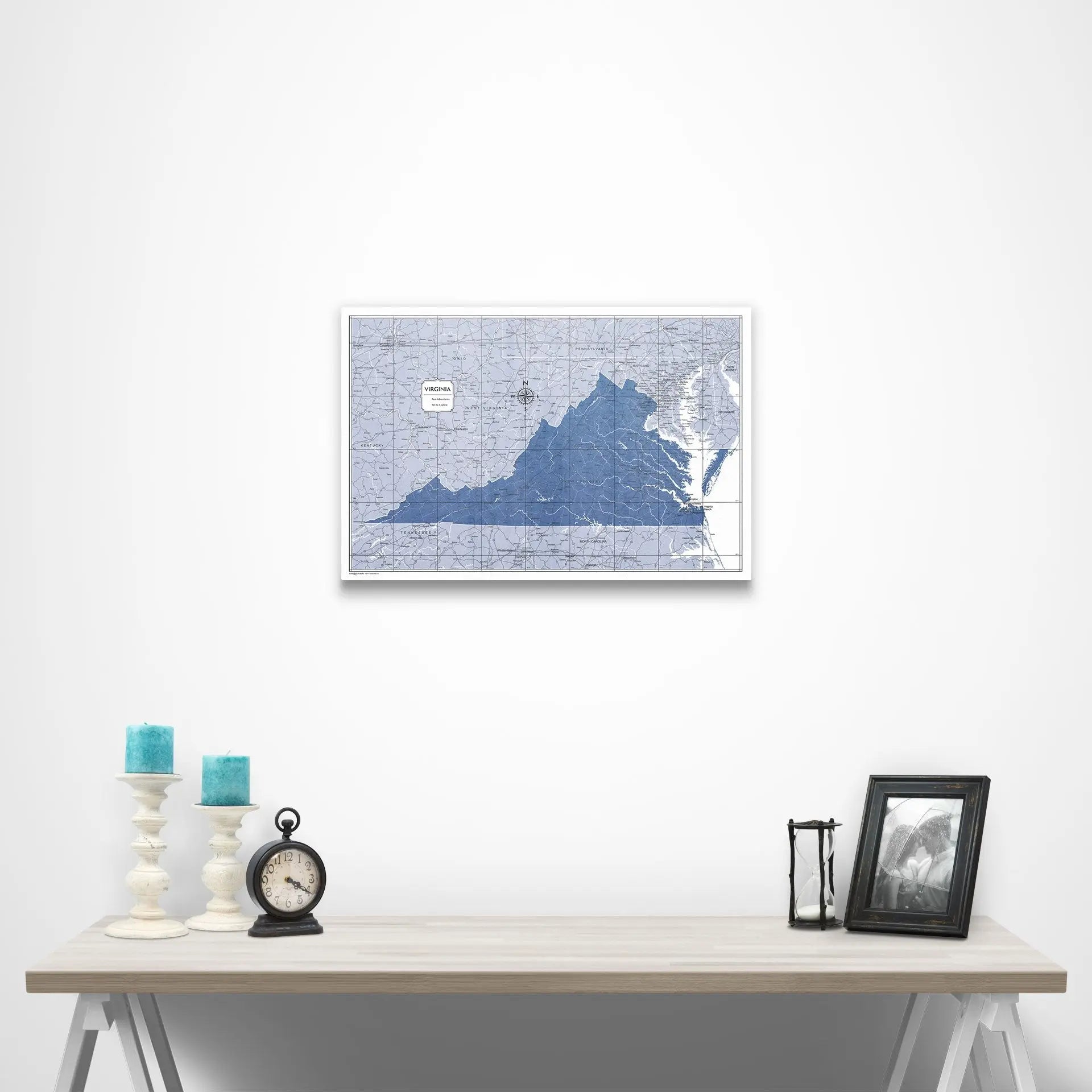 Virginia Map Poster - Navy Color Splash CM Poster