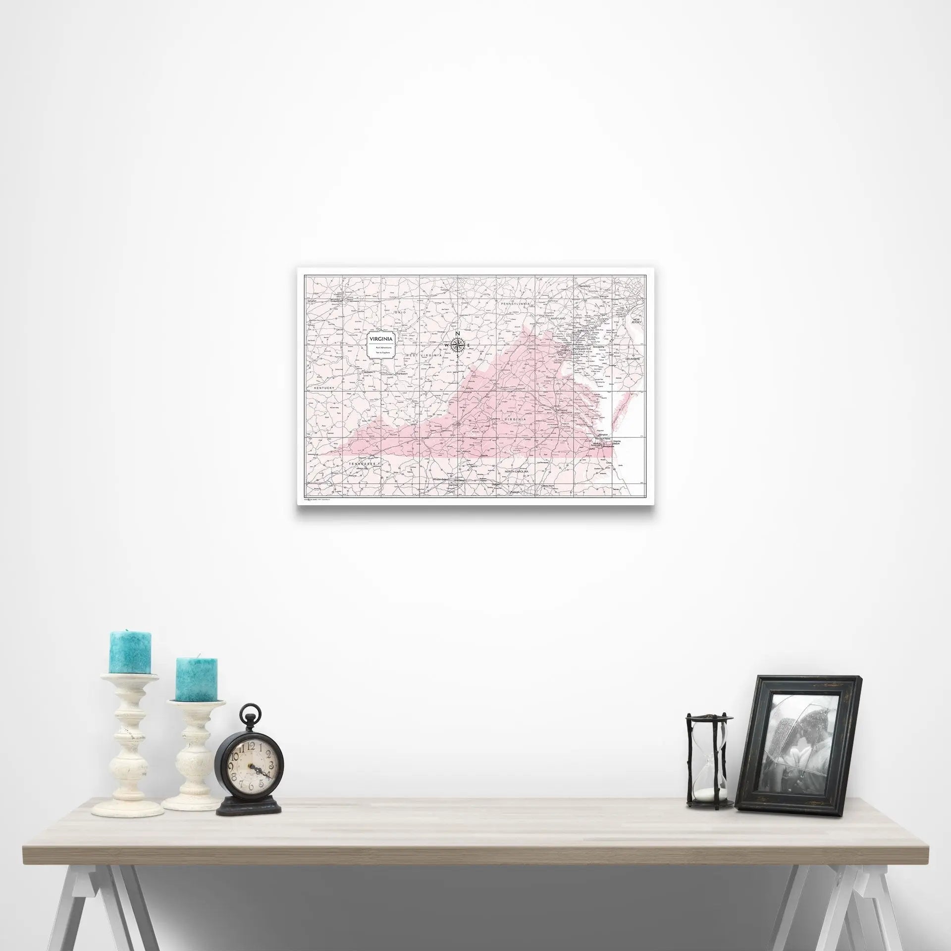 Virginia Map Poster - Pink Color Splash CM Poster