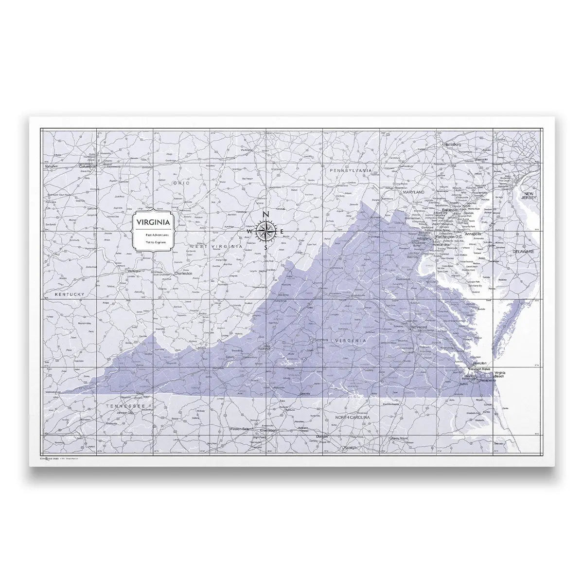 Virginia Map Poster - Purple Color Splash CM Poster