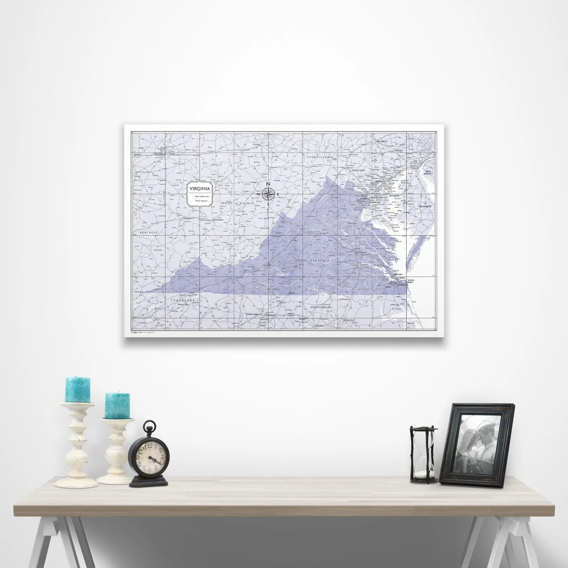 Virginia Map Poster - Purple Color Splash CM Poster