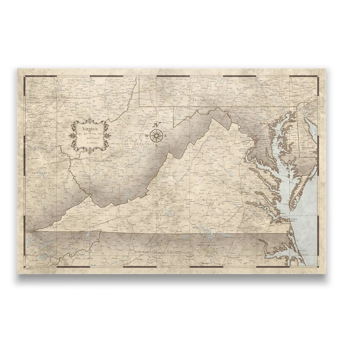 Virginia Map Poster - Rustic Vintage CM Poster