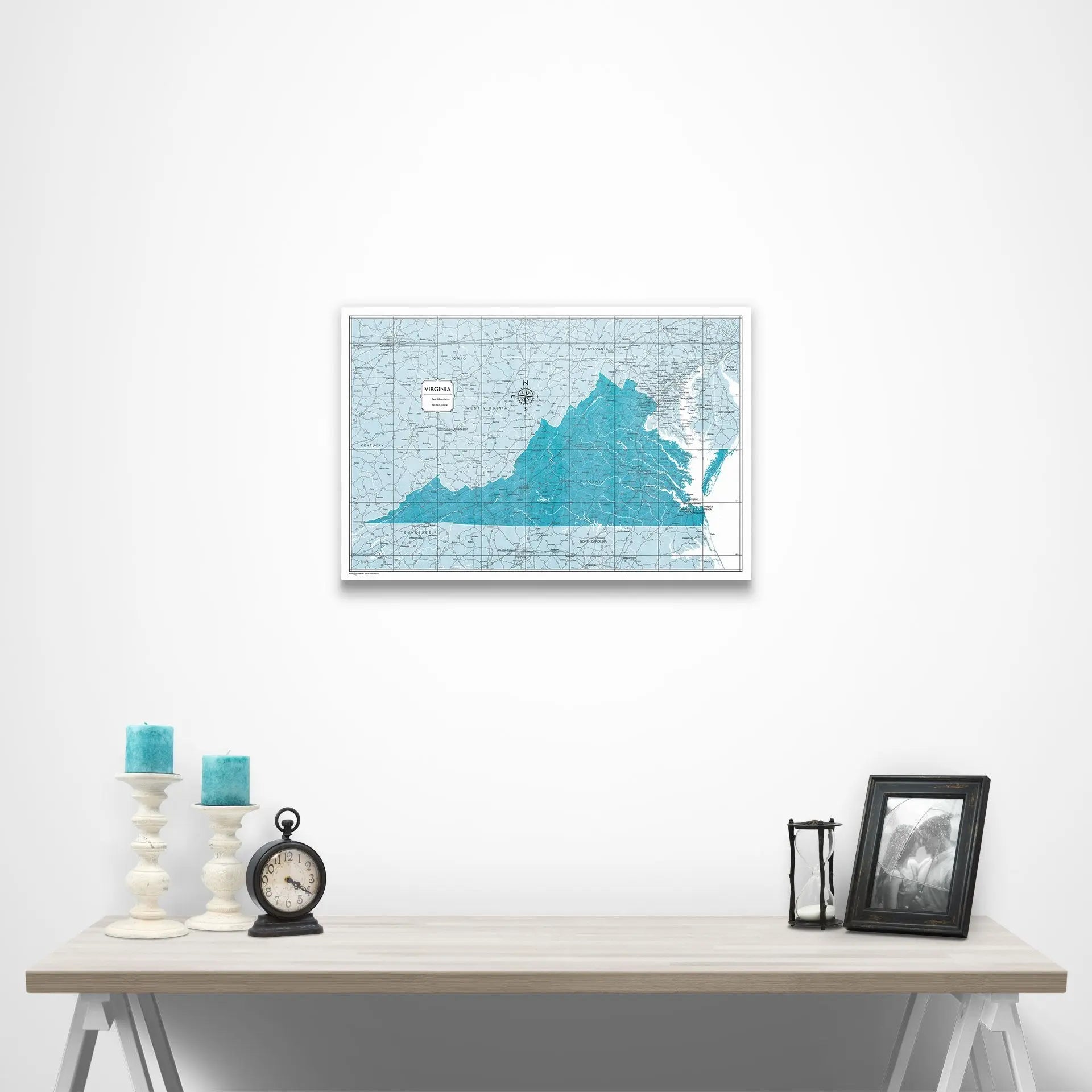 Virginia Map Poster - Teal Color Splash CM Poster