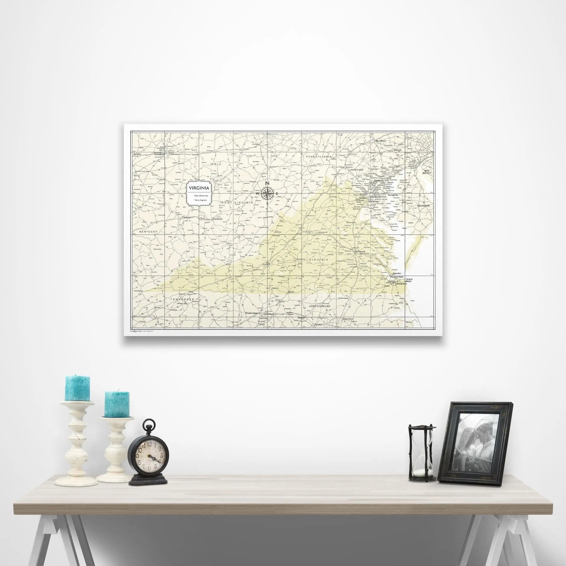 Virginia Map Poster - Yellow Color Splash CM Poster