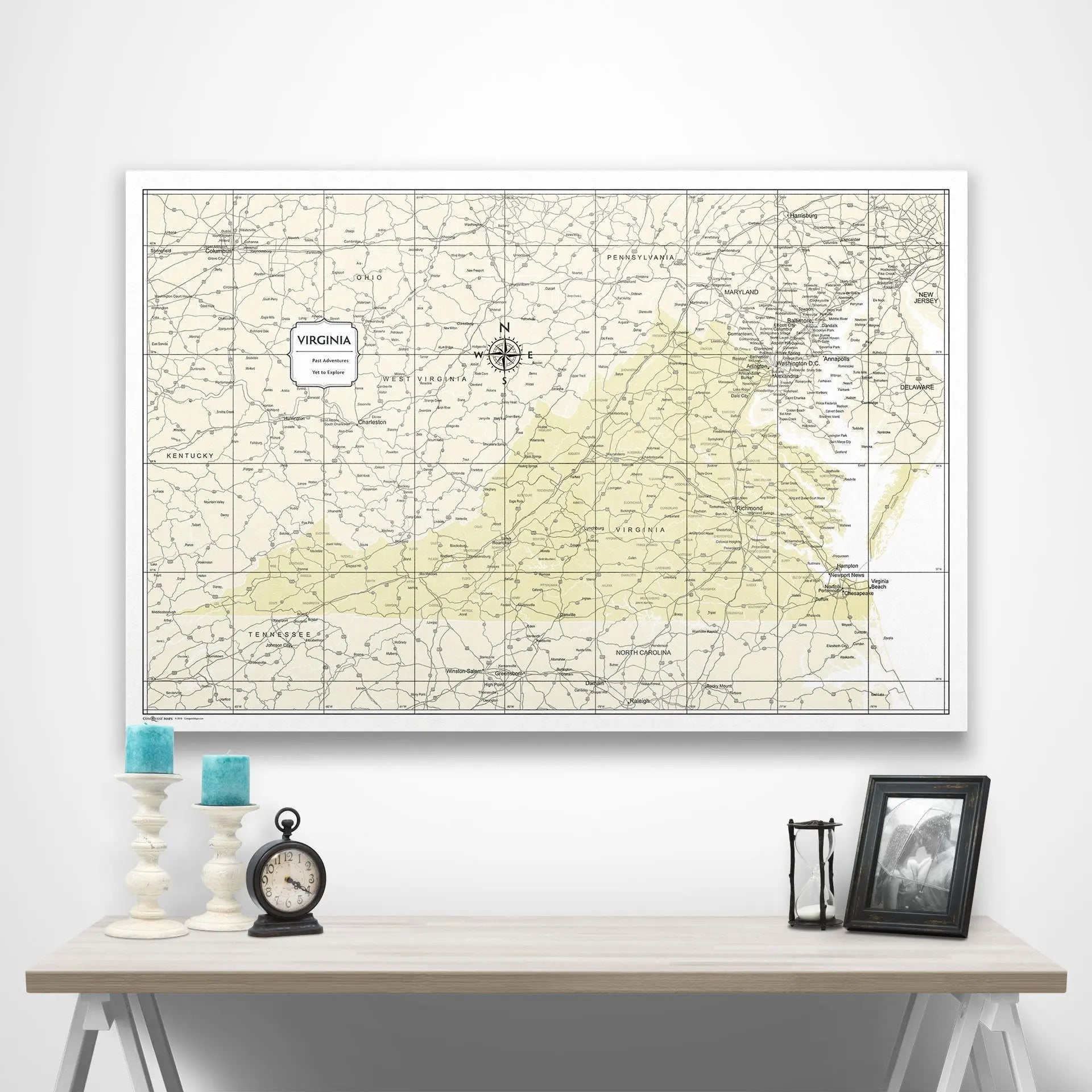 Virginia Map Poster - Yellow Color Splash CM Poster