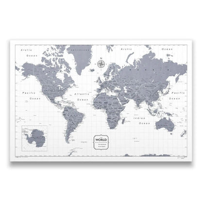 Push Pin World Map (Pin Board) - Dark Gray Color Splash CM Pin Board