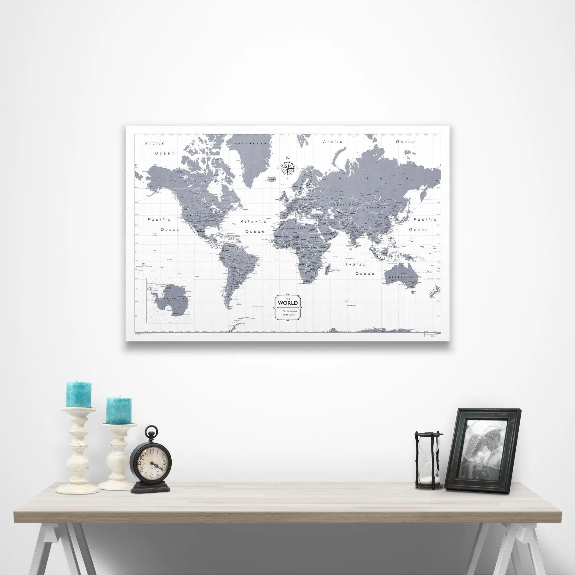 World Map Poster - Dark Gray Color Splash CM Poster